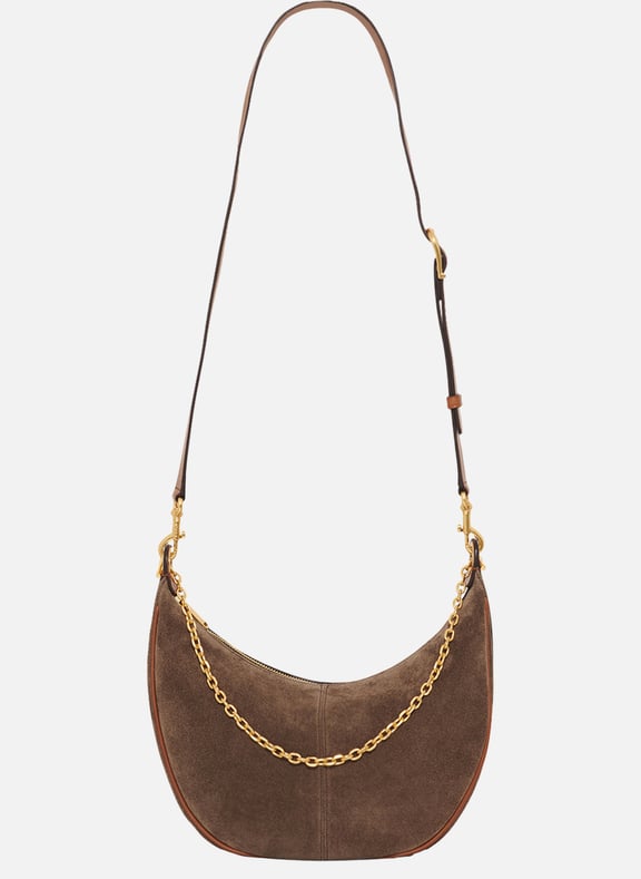 Sac demi-lune en cuir velours - le suzanne Beige by GERARD DAREL GERARD DAREL Sac demi-lune en cuir velours - le suzanne Beige