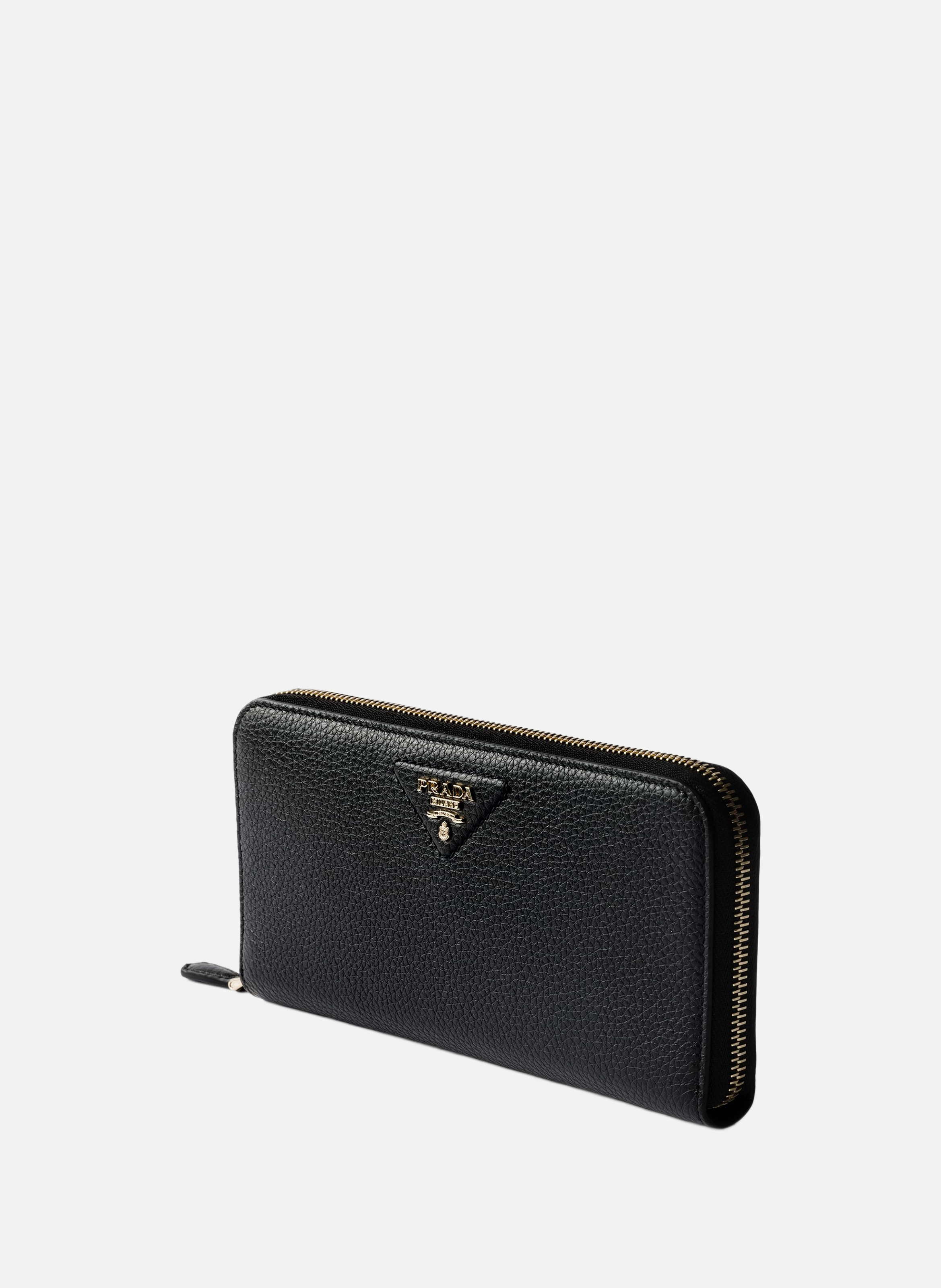 Grand portefeuille en cuir PRADA Noir