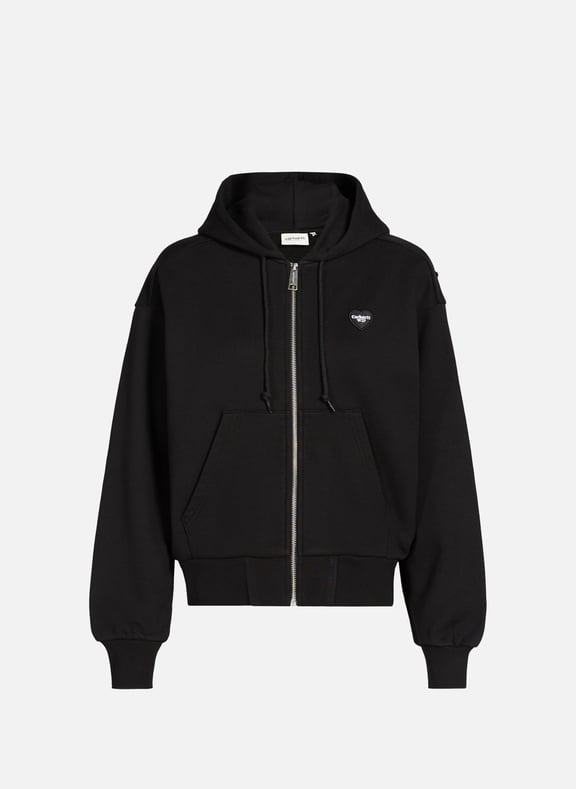 Printed zip-up cotton hoodie Black by CARHARTT WIP CARHARTT WIP Printed zip-up cotton hoodie Black