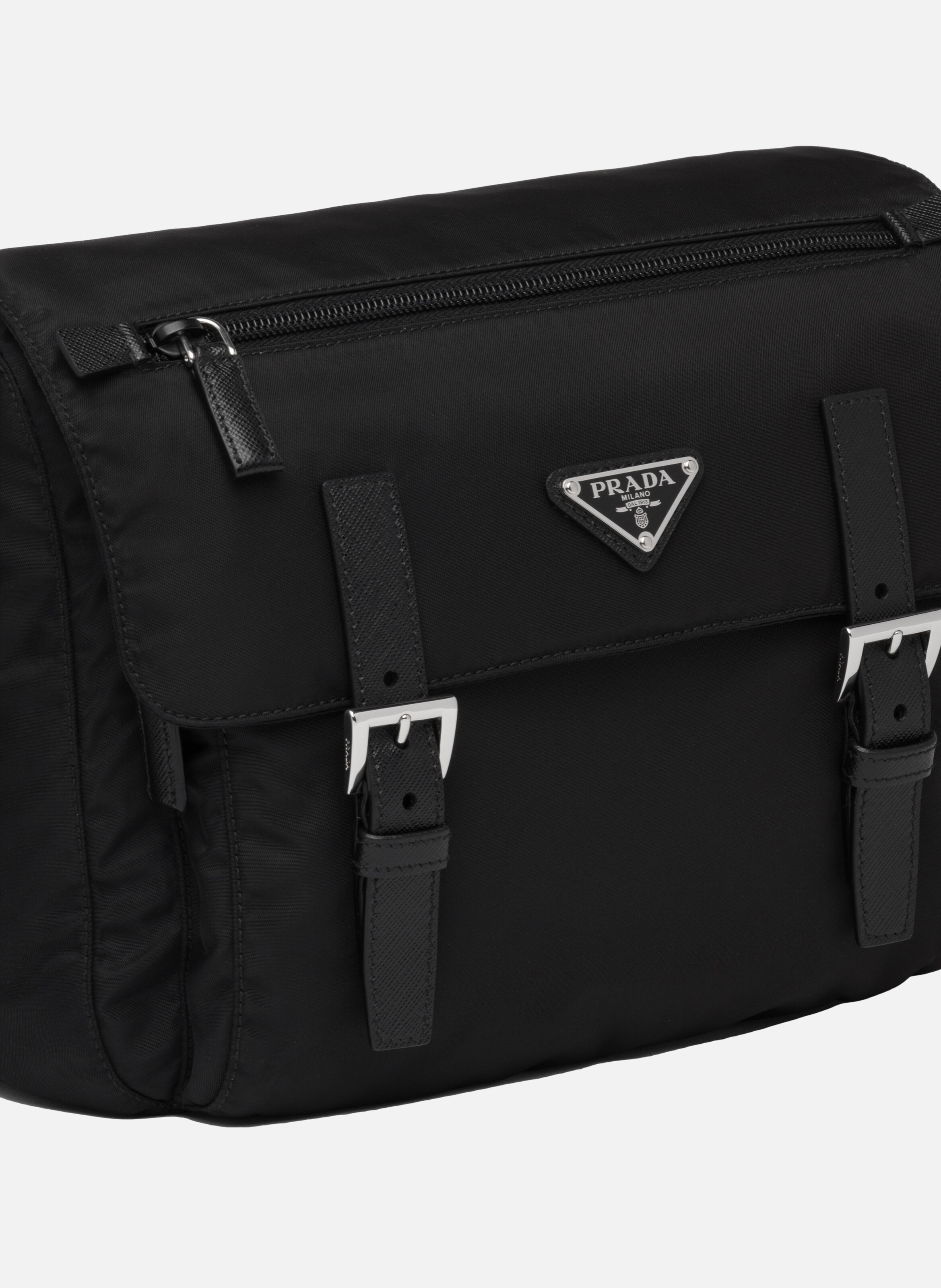 Sac porté épaule en re-nylon PRADA Noir