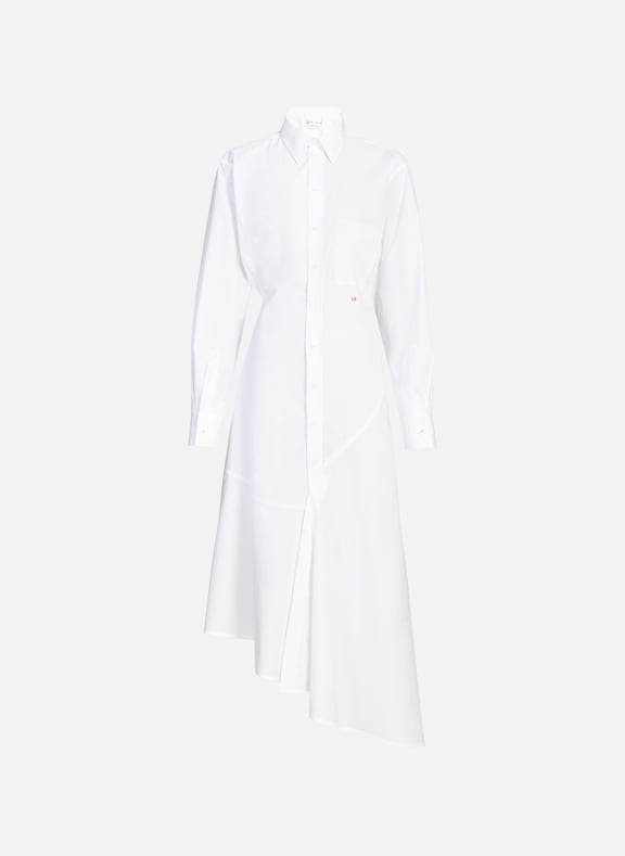 Robe chemise asymétrique en coton Blanc by VICTORIA BECKHAM VICTORIA BECKHAM Robe chemise asymétrique en coton Blanc