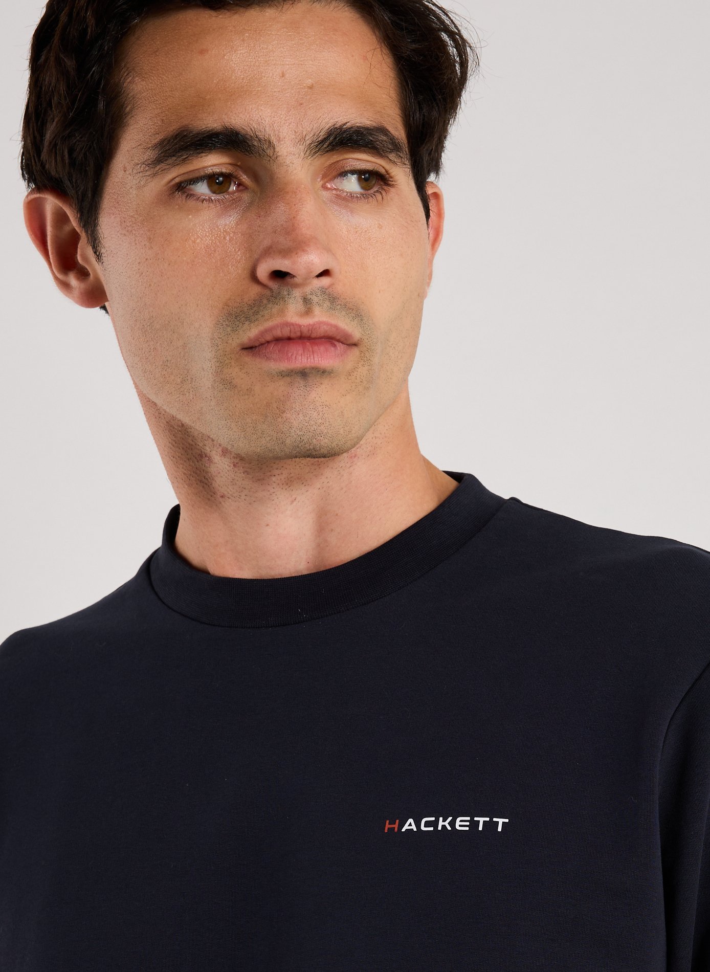 Cotton-blend round-neck jumper HACKETT Blue