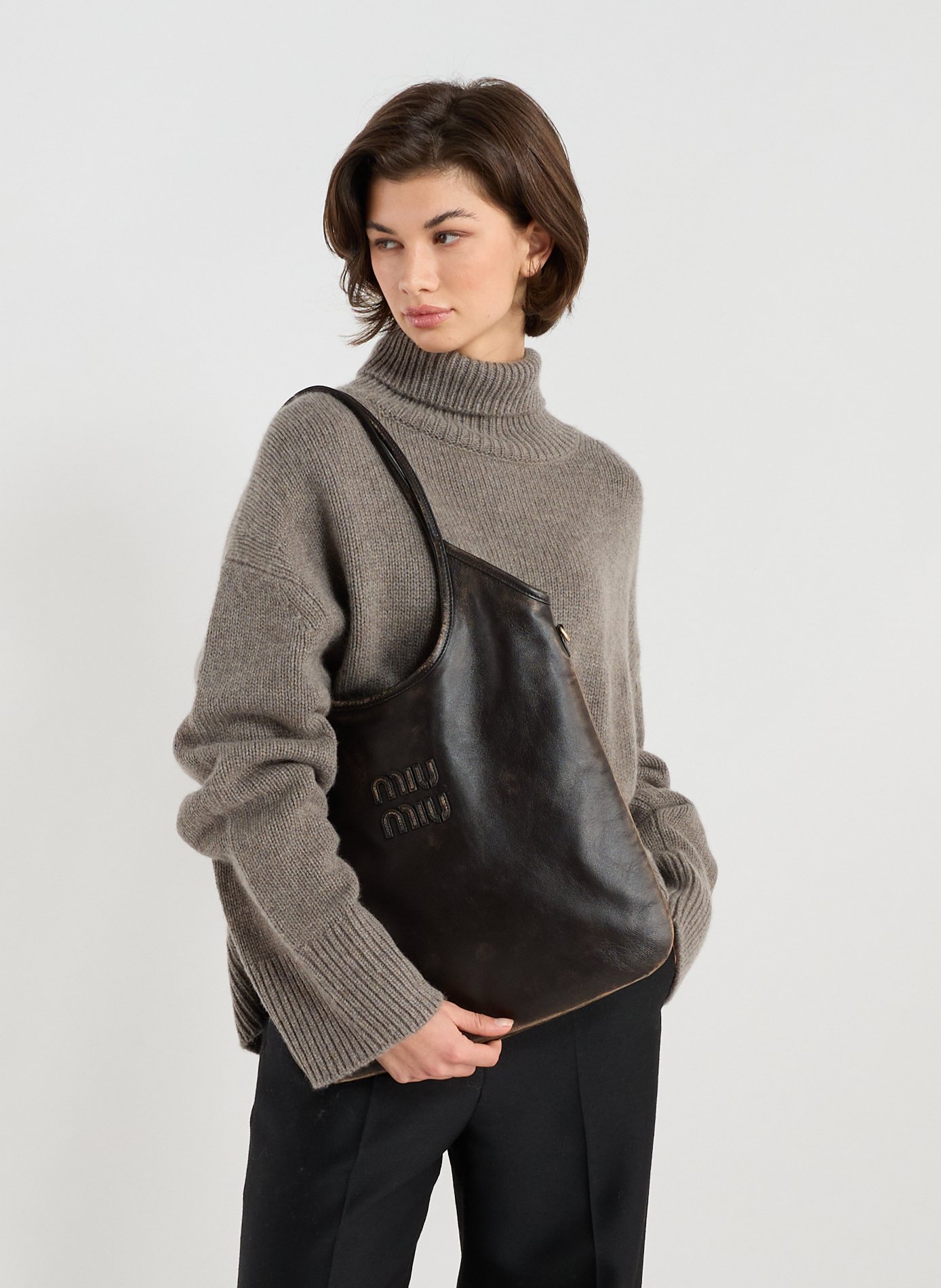 Sac cabas Ivy en cuir  MIU MIU Marron