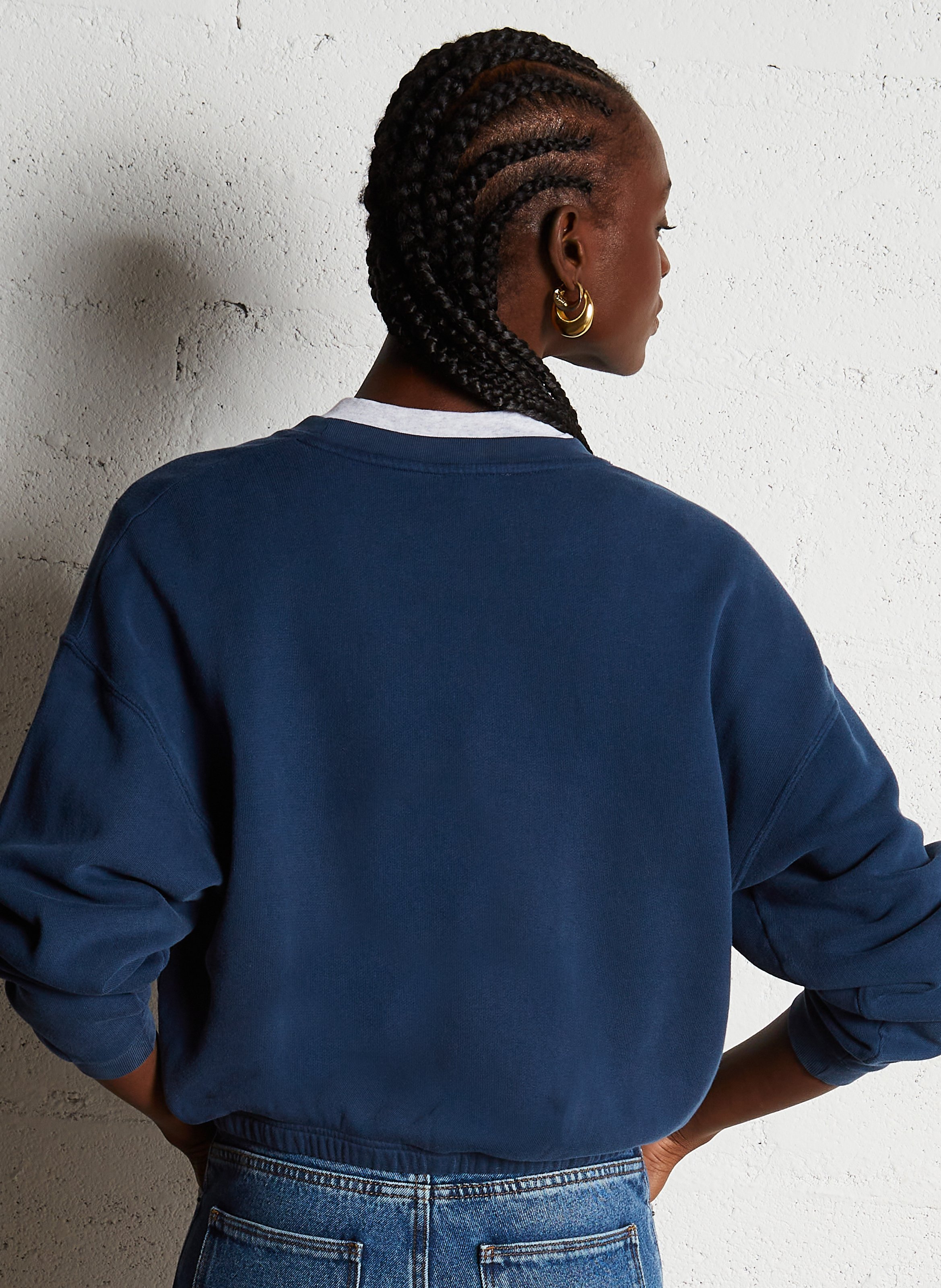 Sweat court col rond en coton mélangé izubird AMERICAN VINTAGE Bleu