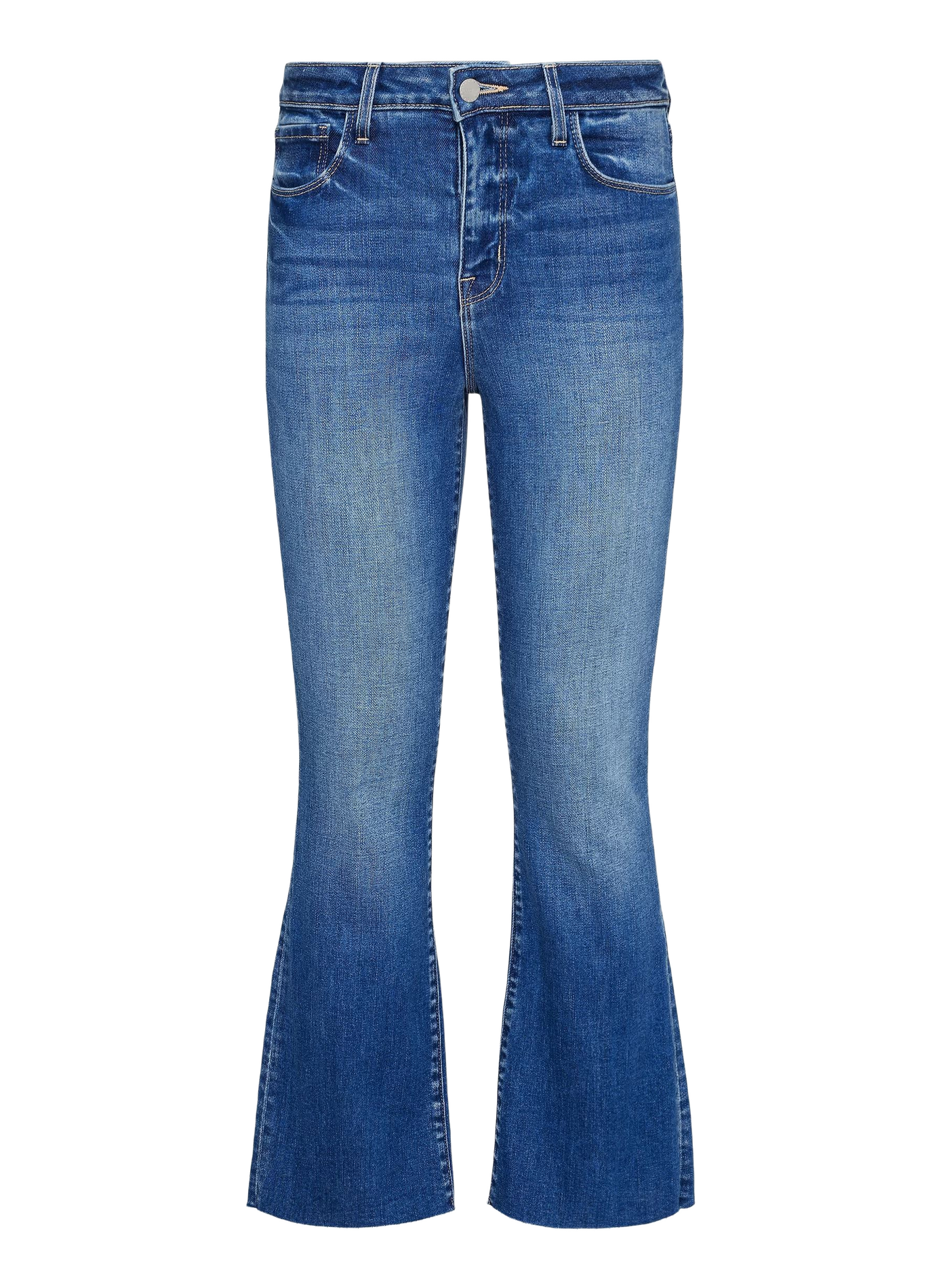 Jean flare court en coton mélangé L'AGENCE Bleu