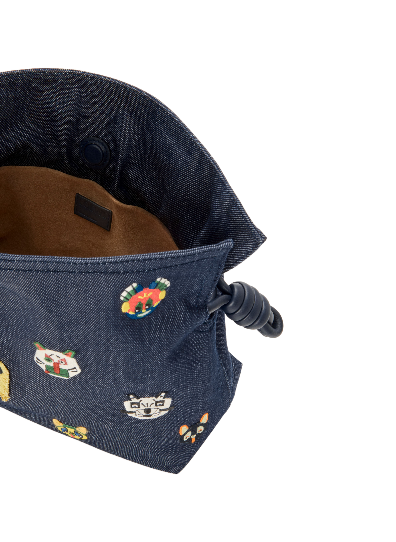 LOEWE x Louis Wain - Flamenco clutch moyen Cats en denim brodé LOEWE Bleu