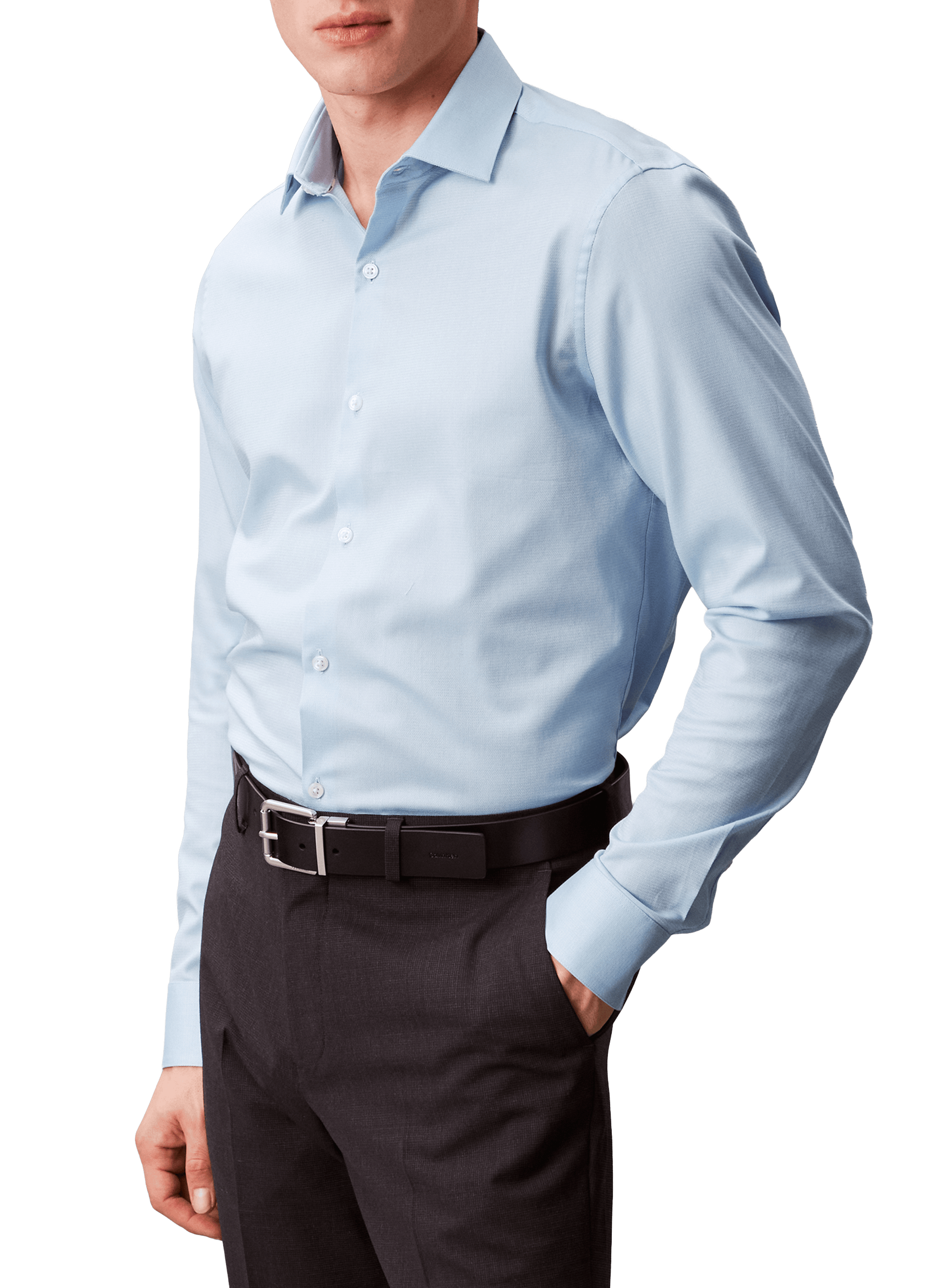 Chemise droite en coton mélangé CALVIN KLEIN Bleu