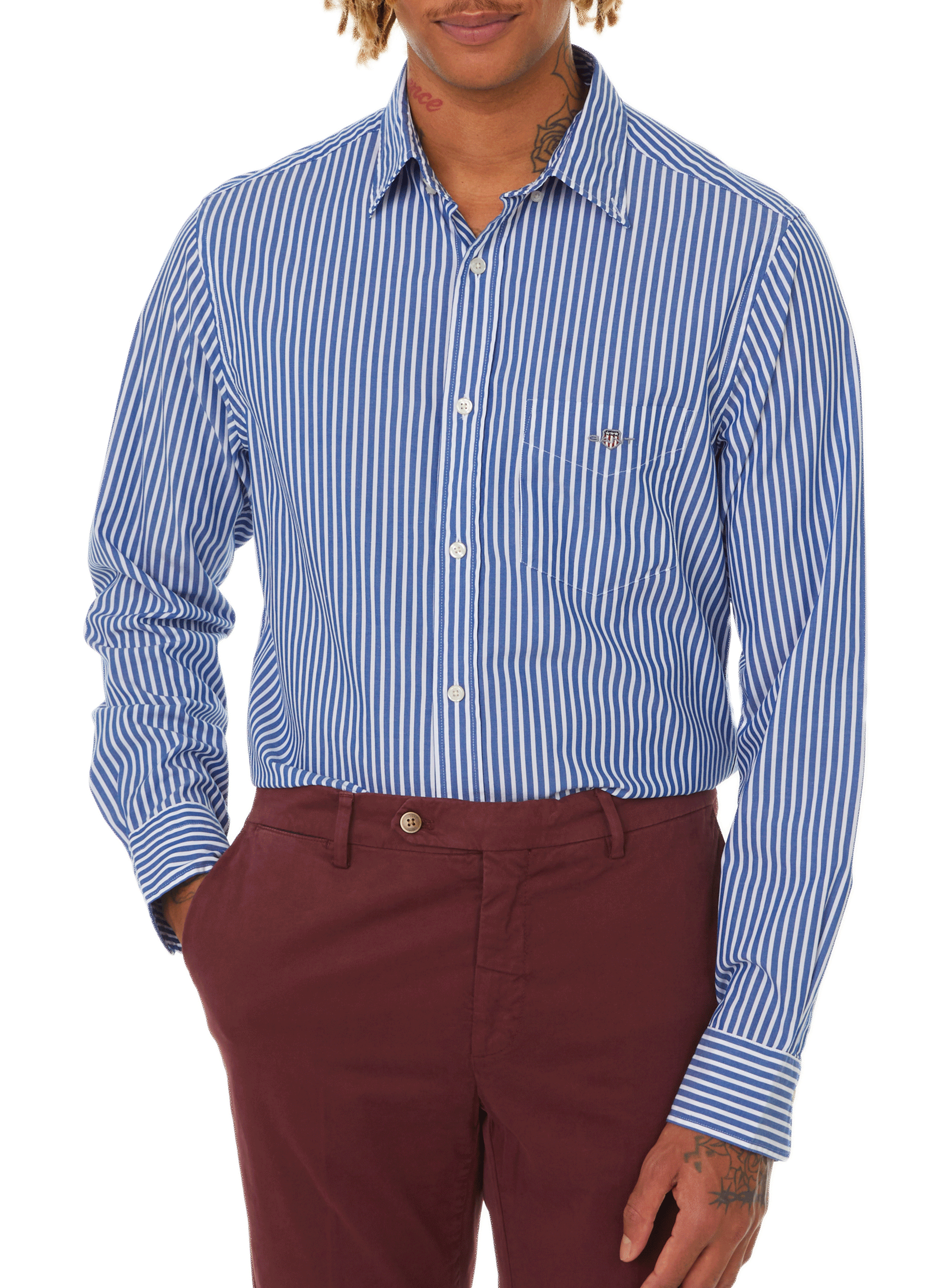 Chemise rayée en coton GANT Bleu