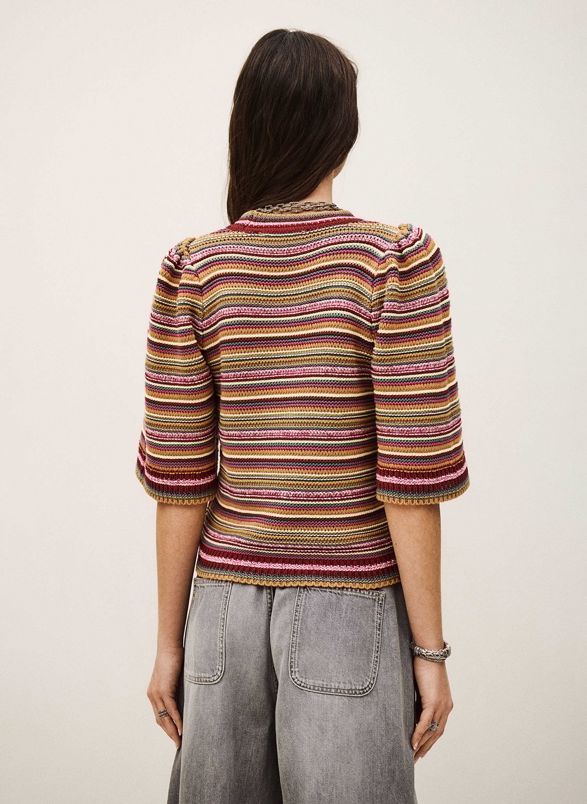 Pull col rond en coton farfaela BA&SH Violet