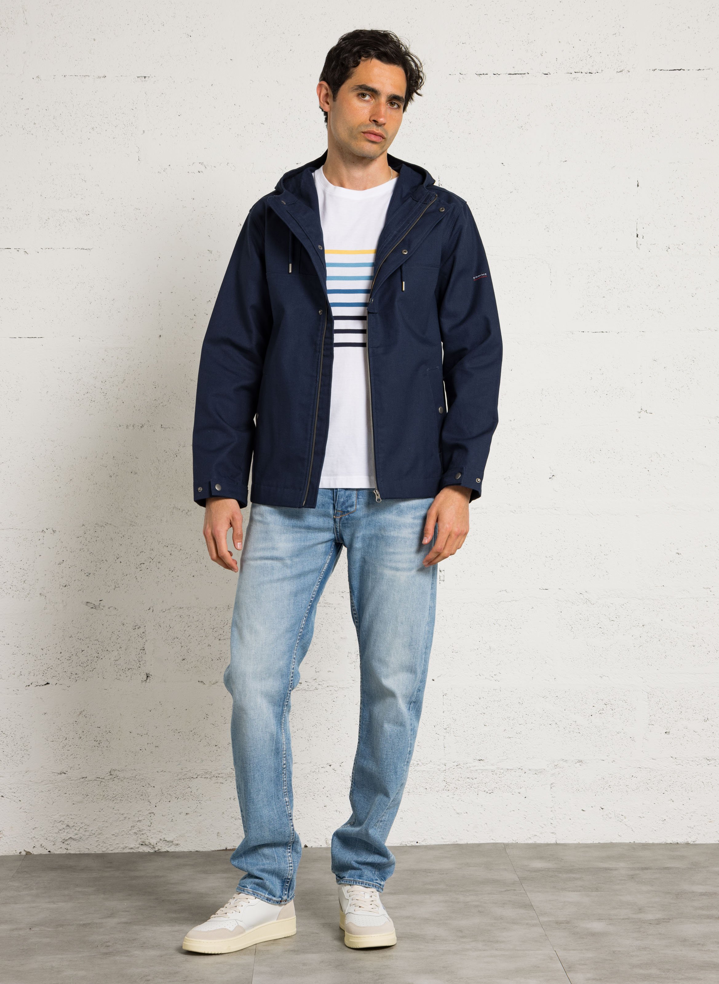 Veste droite col montant en coton ARMOR-LUX Bleu