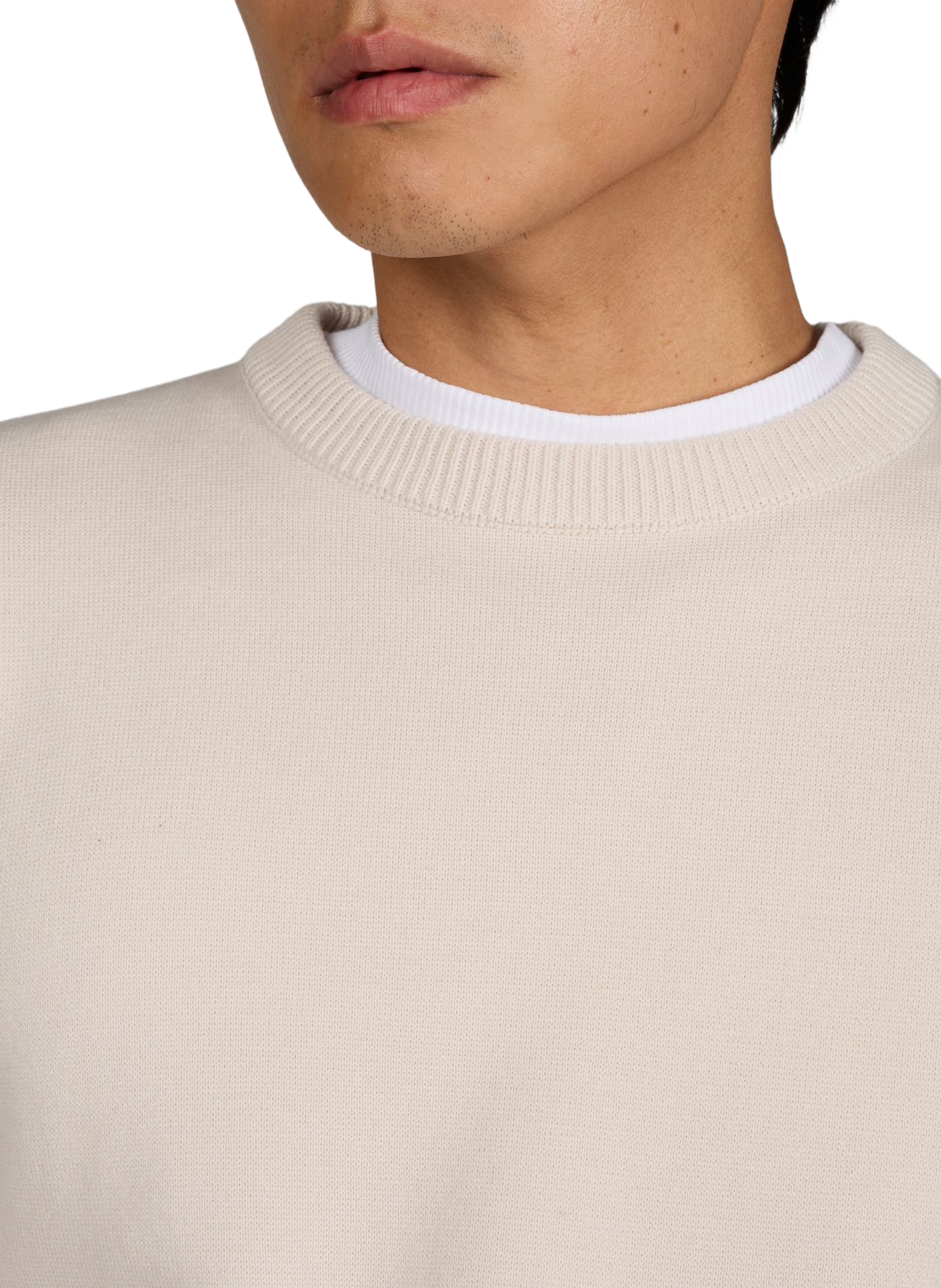 Pull uni à col rond en coton LAFAURIE Beige