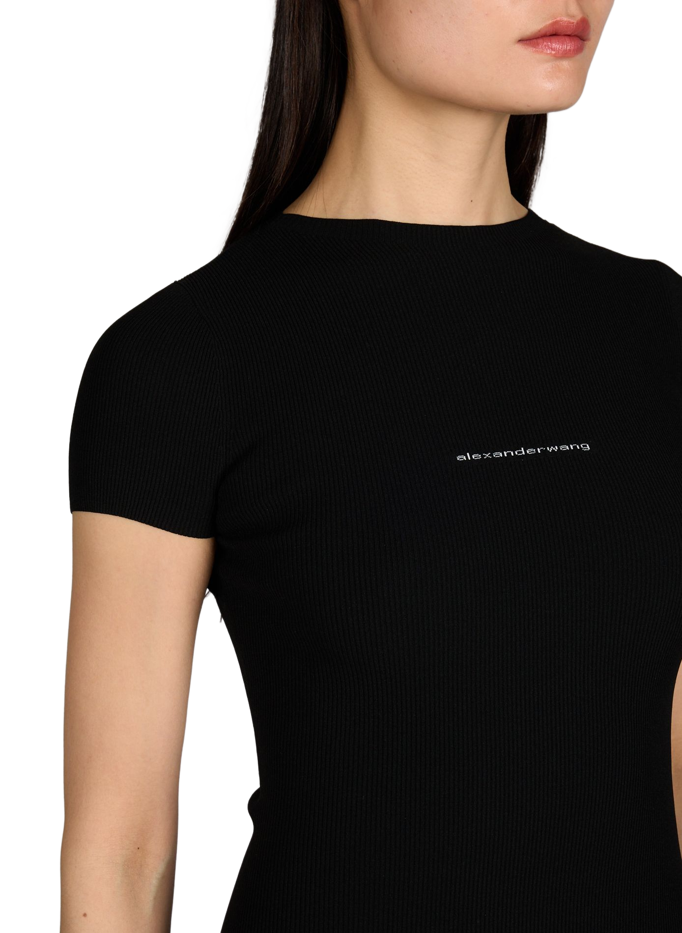 Robe courte ajustée col rond ALEXANDER WANG Noir