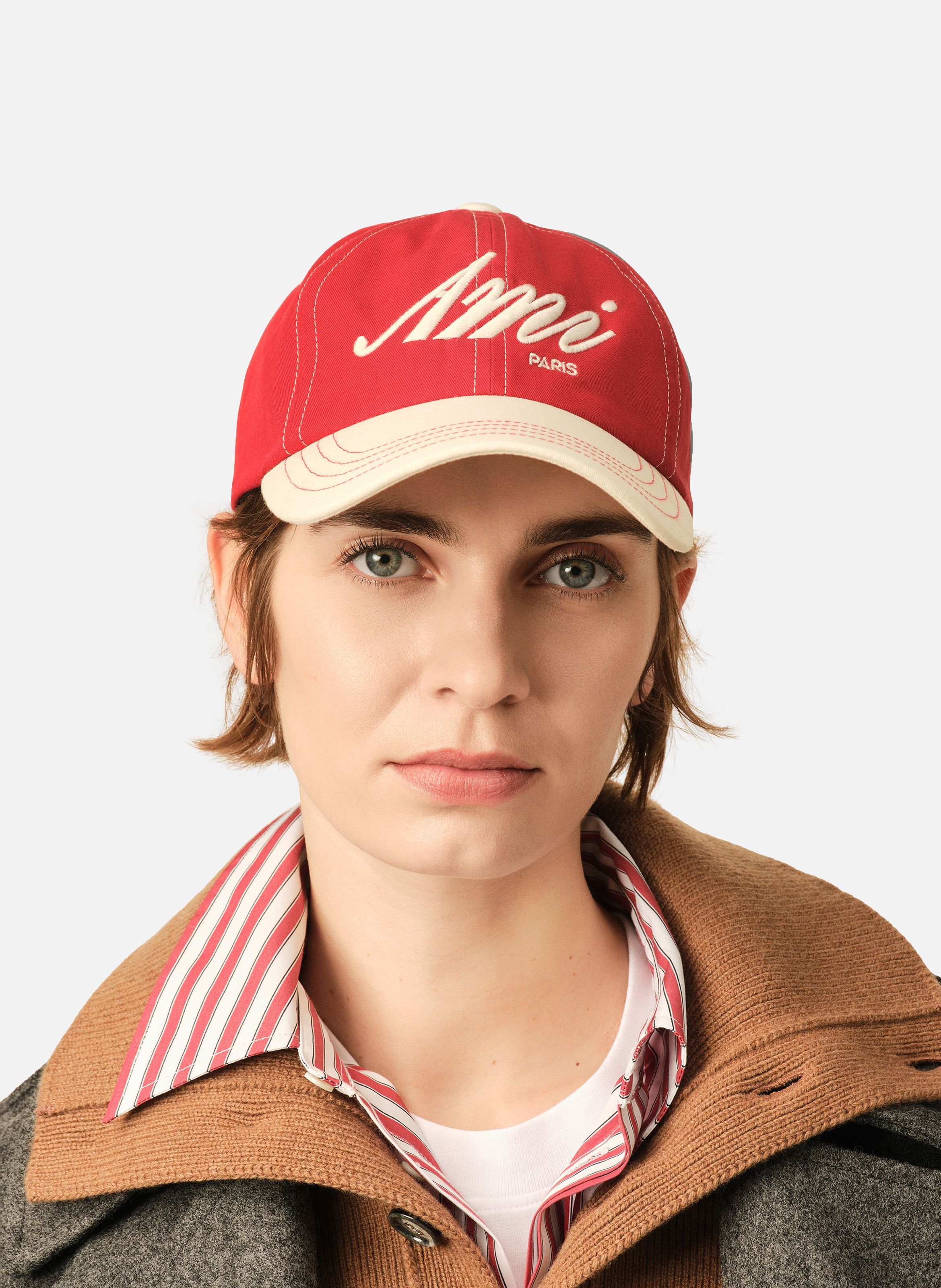 Casquette unisexe en coton broderie ami paris AMI PARIS Rouge