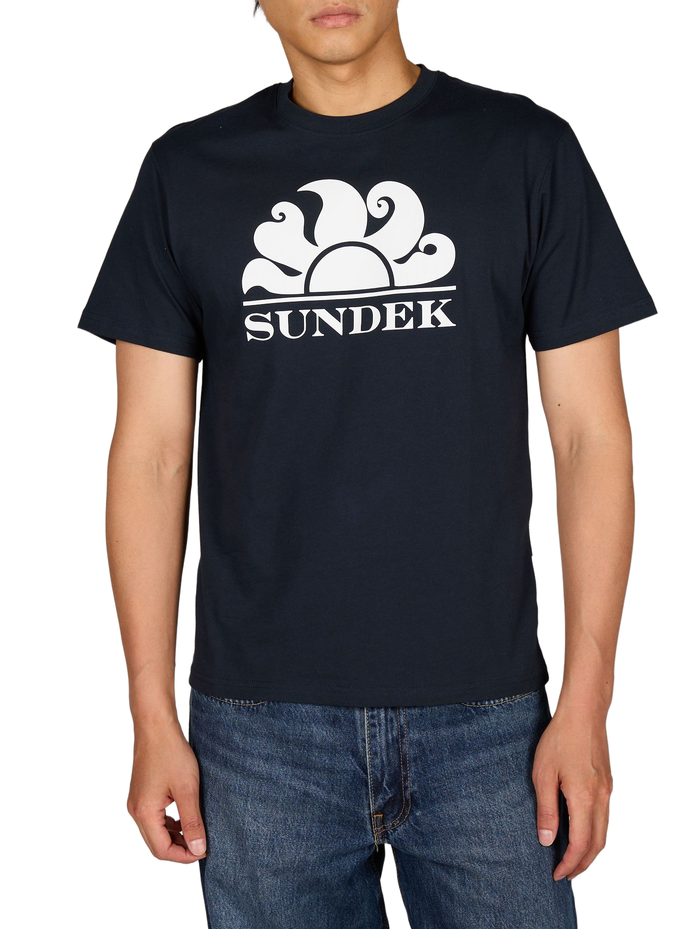 Round neck cotton t-shirt SUNDEK Blue