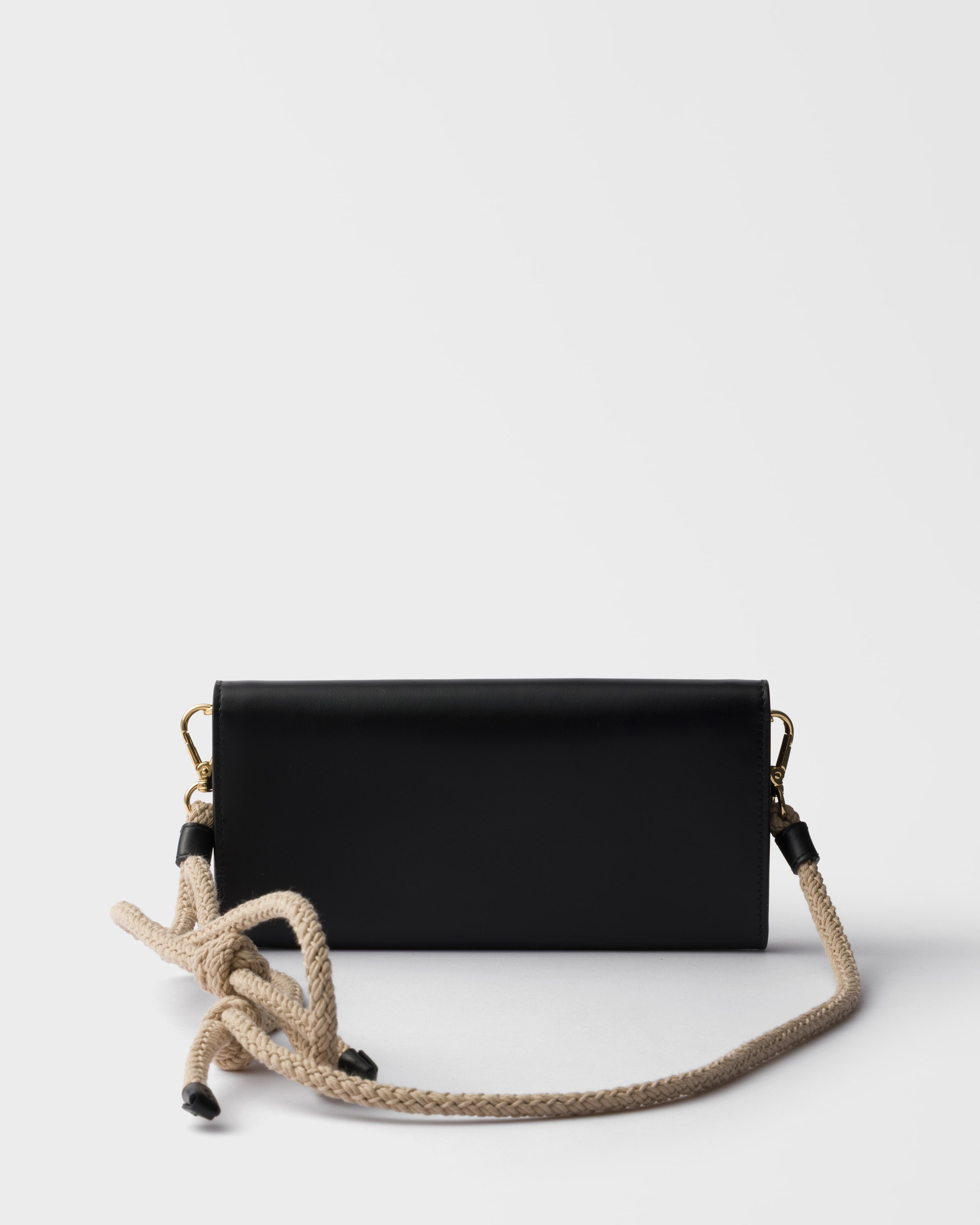 Porte-monnaie en cuir avec bandoulière PRADA Noir