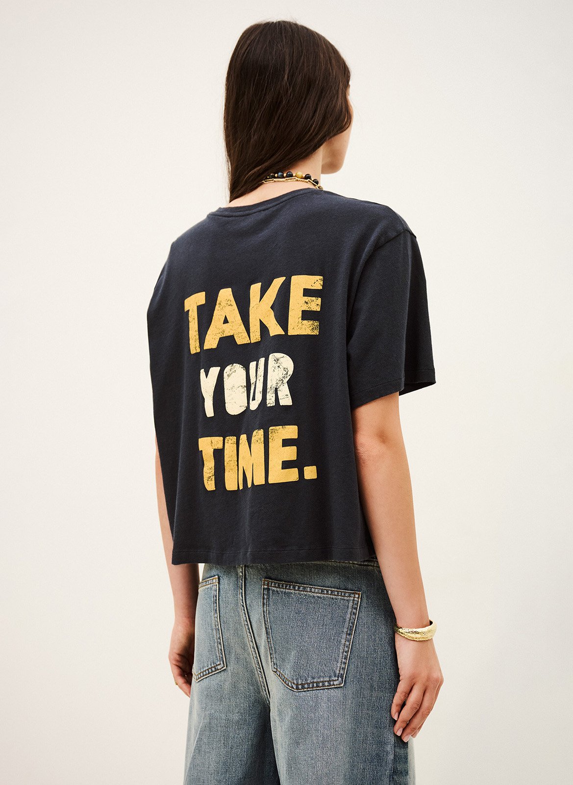 T-shirt met zeefdruk op de achterkant BA&SH Blauw