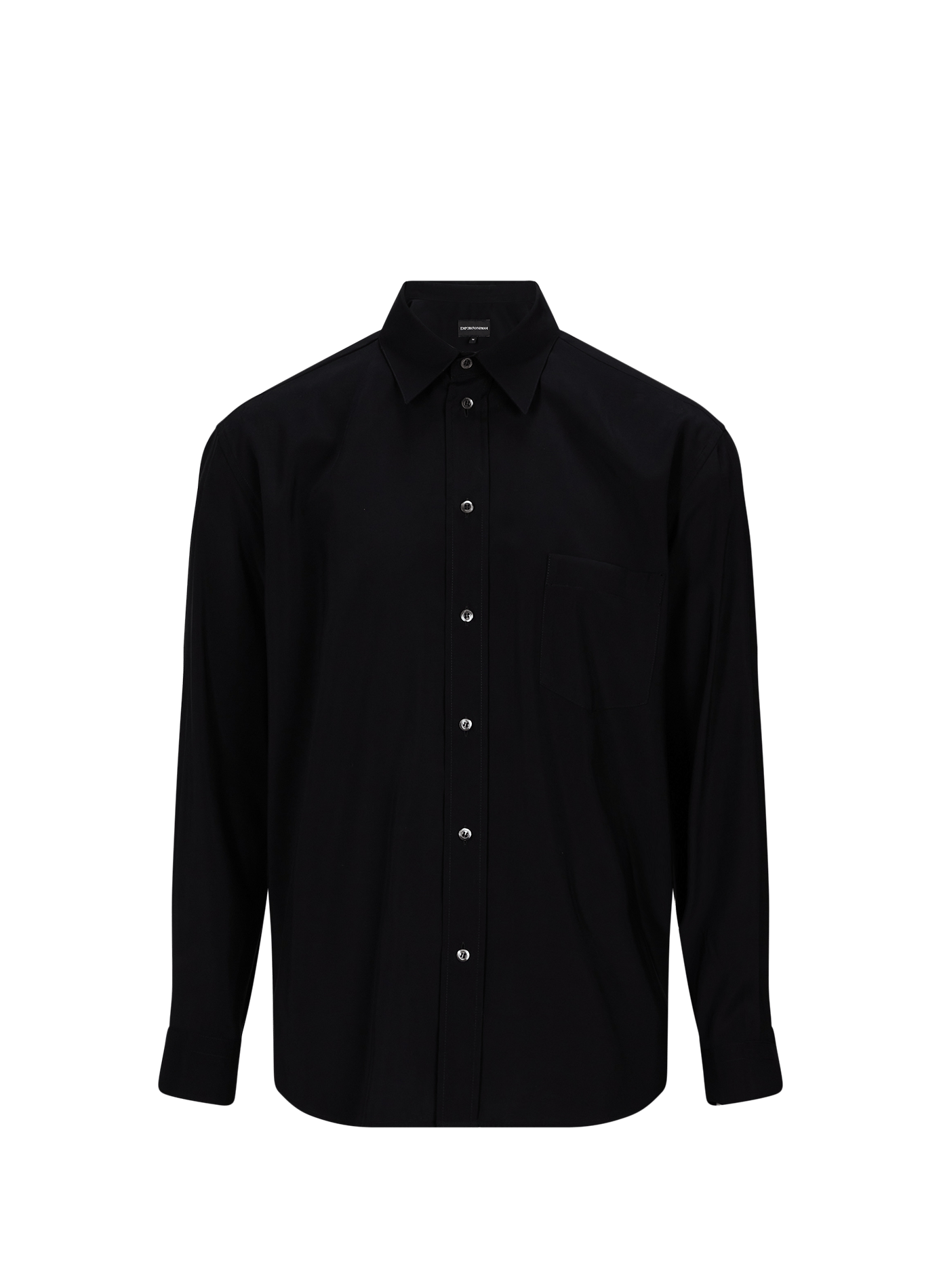 Straight-cut cotton shirt with classic collar EMPORIO ARMANI Black