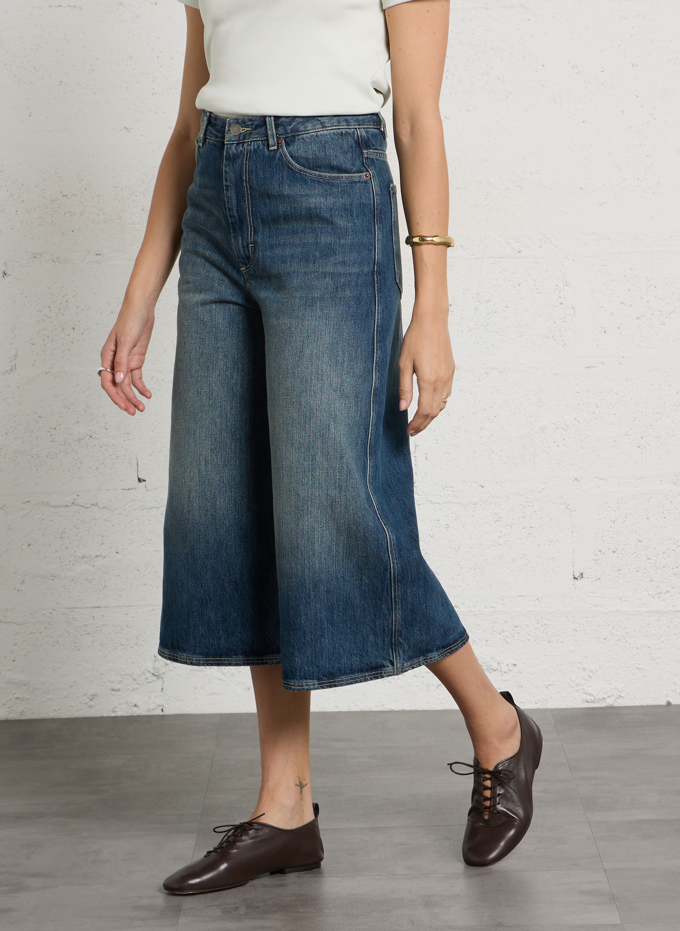 Bermuda large taille haute en jean joyce SOEUR Bleu