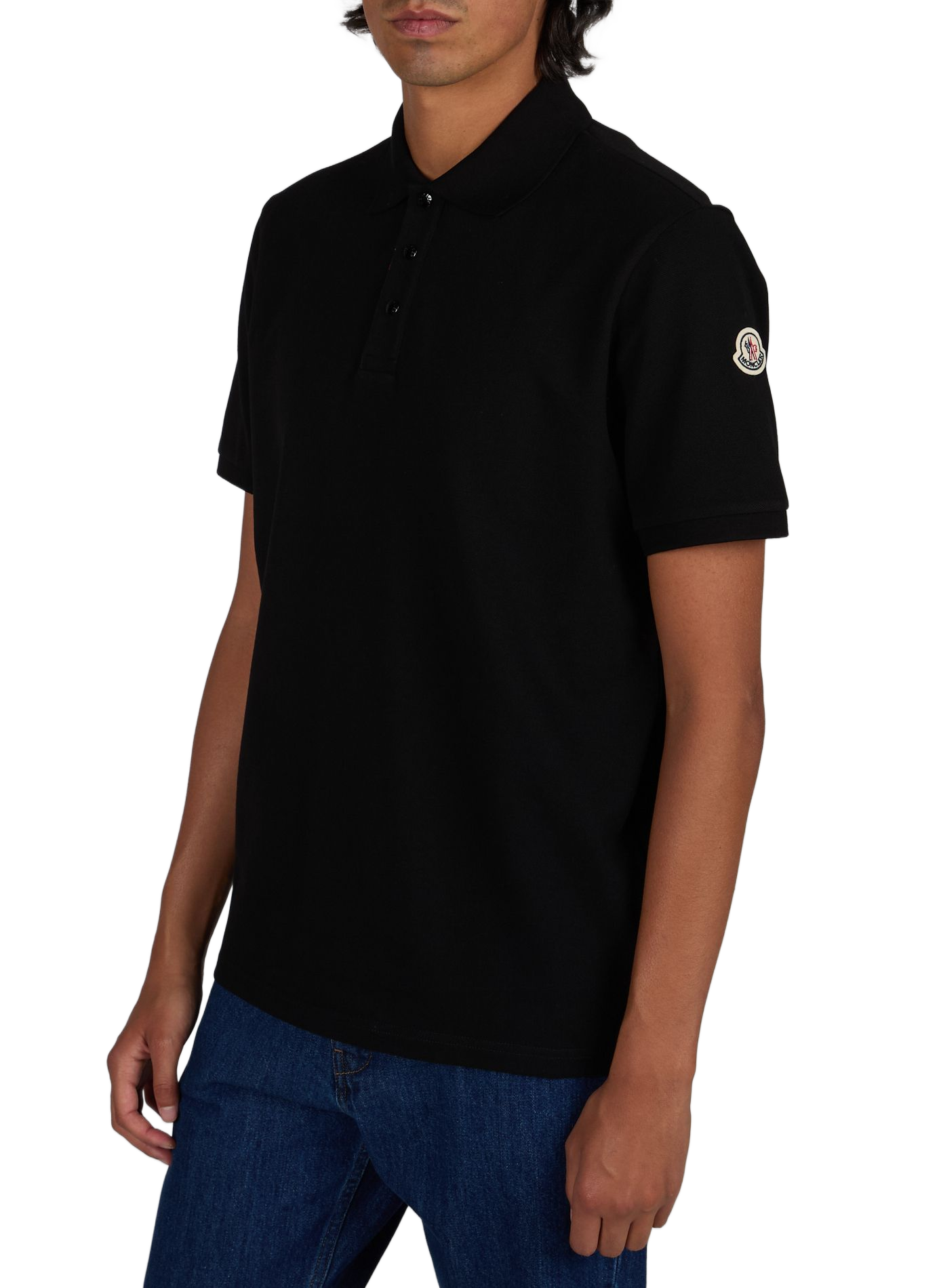 Polo mit kurzen geraden Ärmeln aus Baumwolle MONCLER Schwarz