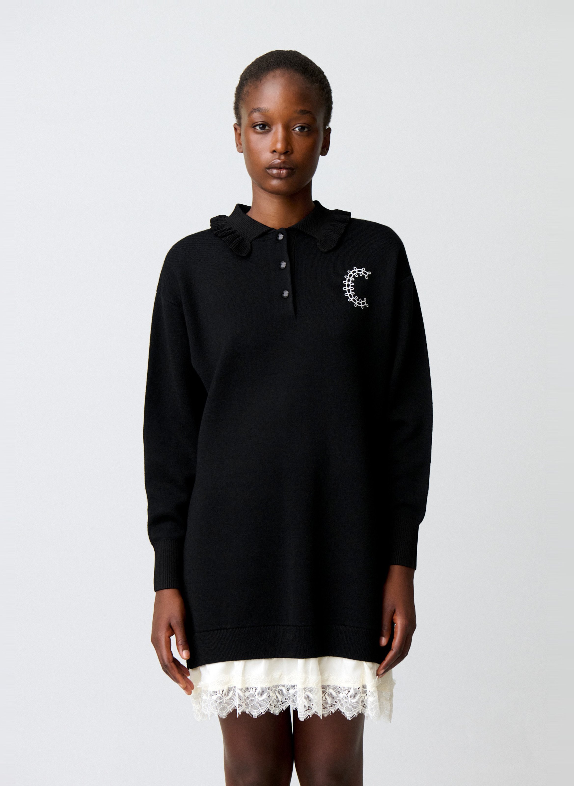 Robe courte col polo en laine mélangée CLAUDIE PIERLOT Multicolore