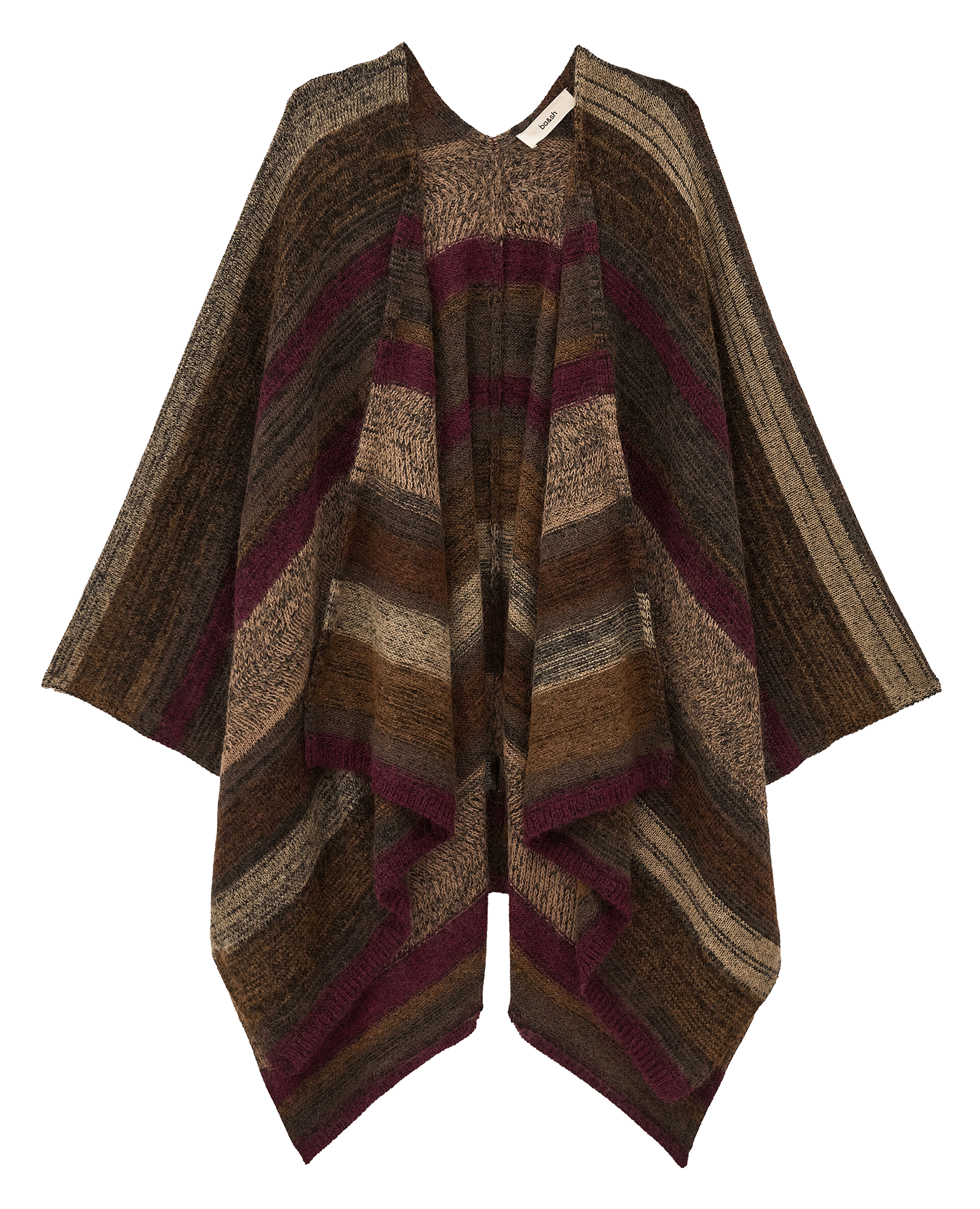 Poncho large en laine mélangée perros BA&SH Marron