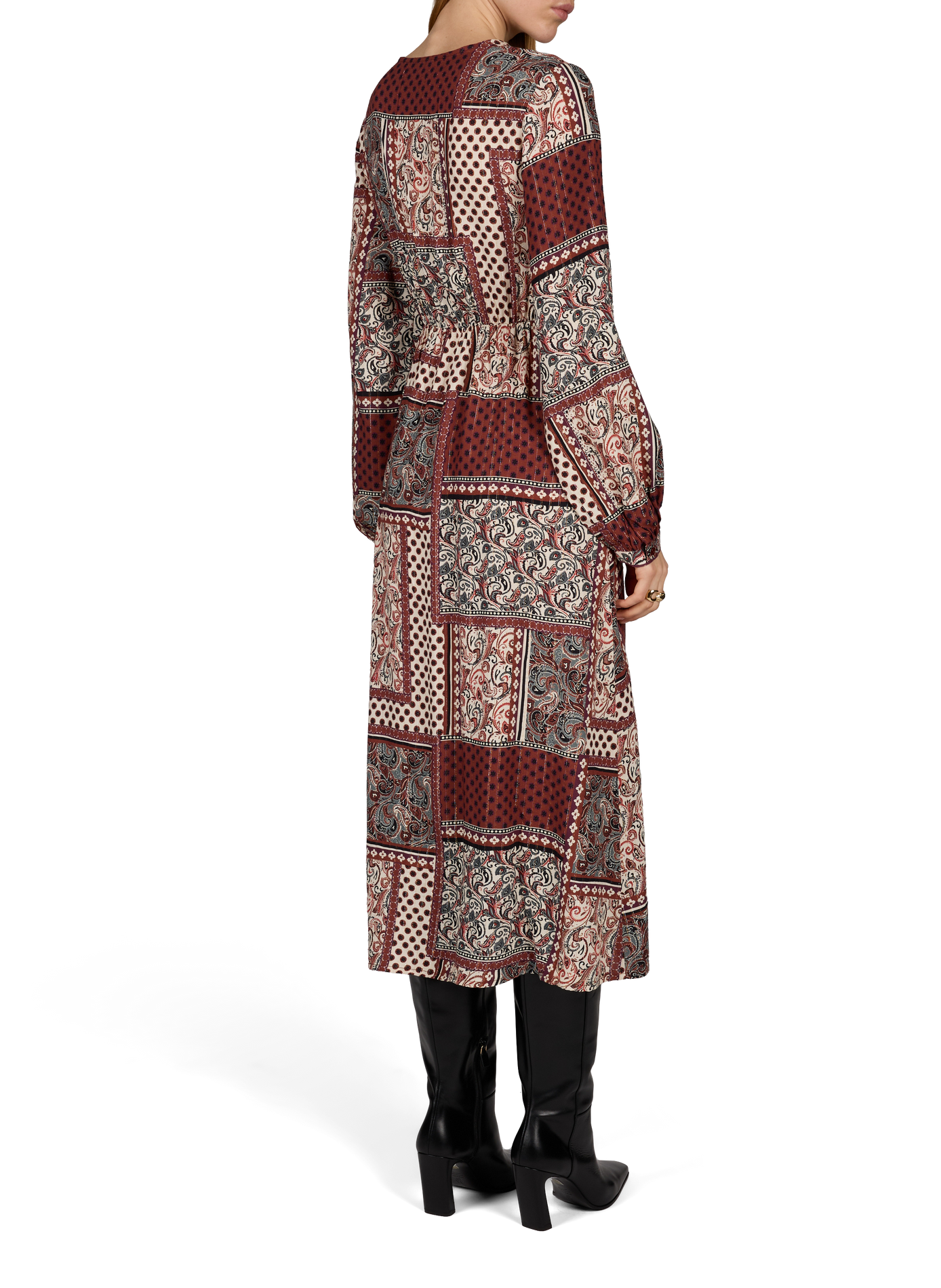 Getailleerde Viemana-jurk met V-hals en print VILA Beige