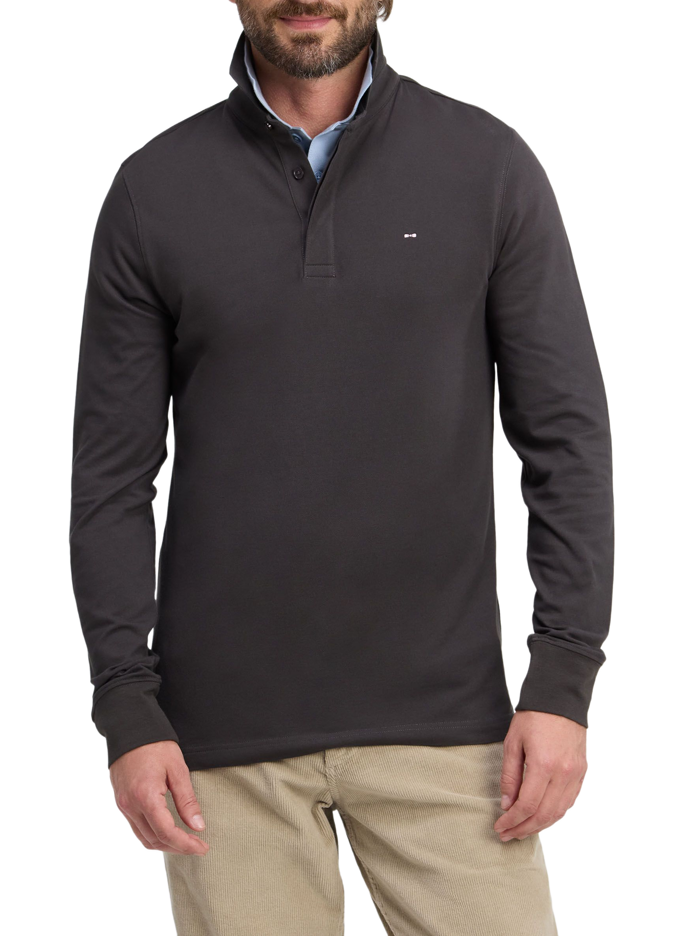 Polo manches longues en coton mélangé EDEN PARK Brown