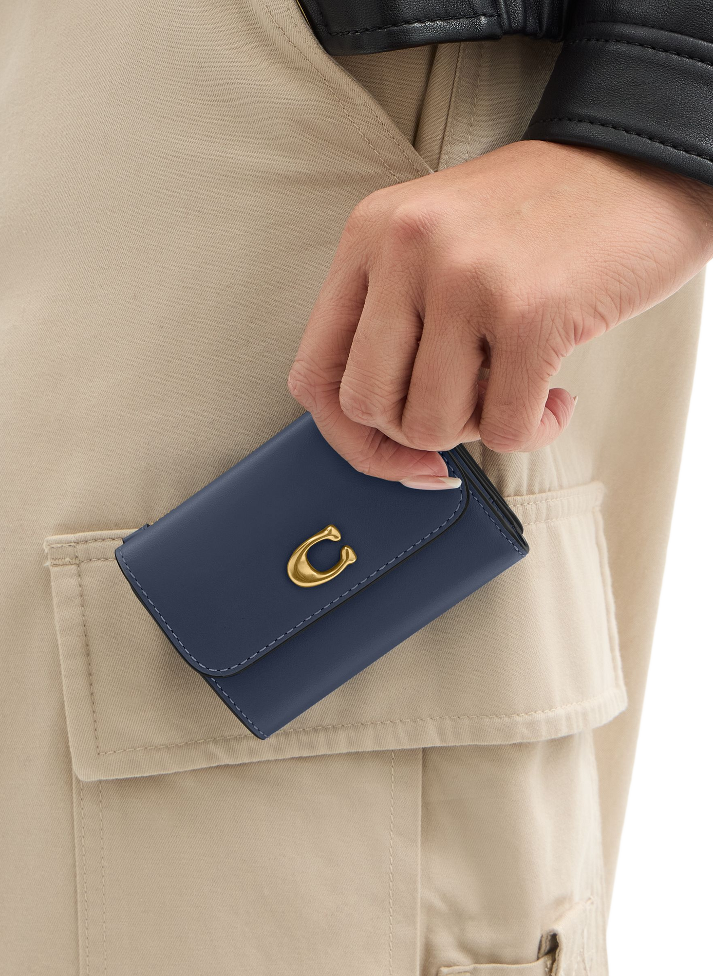 Kartenhalter mit Logo aus Leder COACH Blau