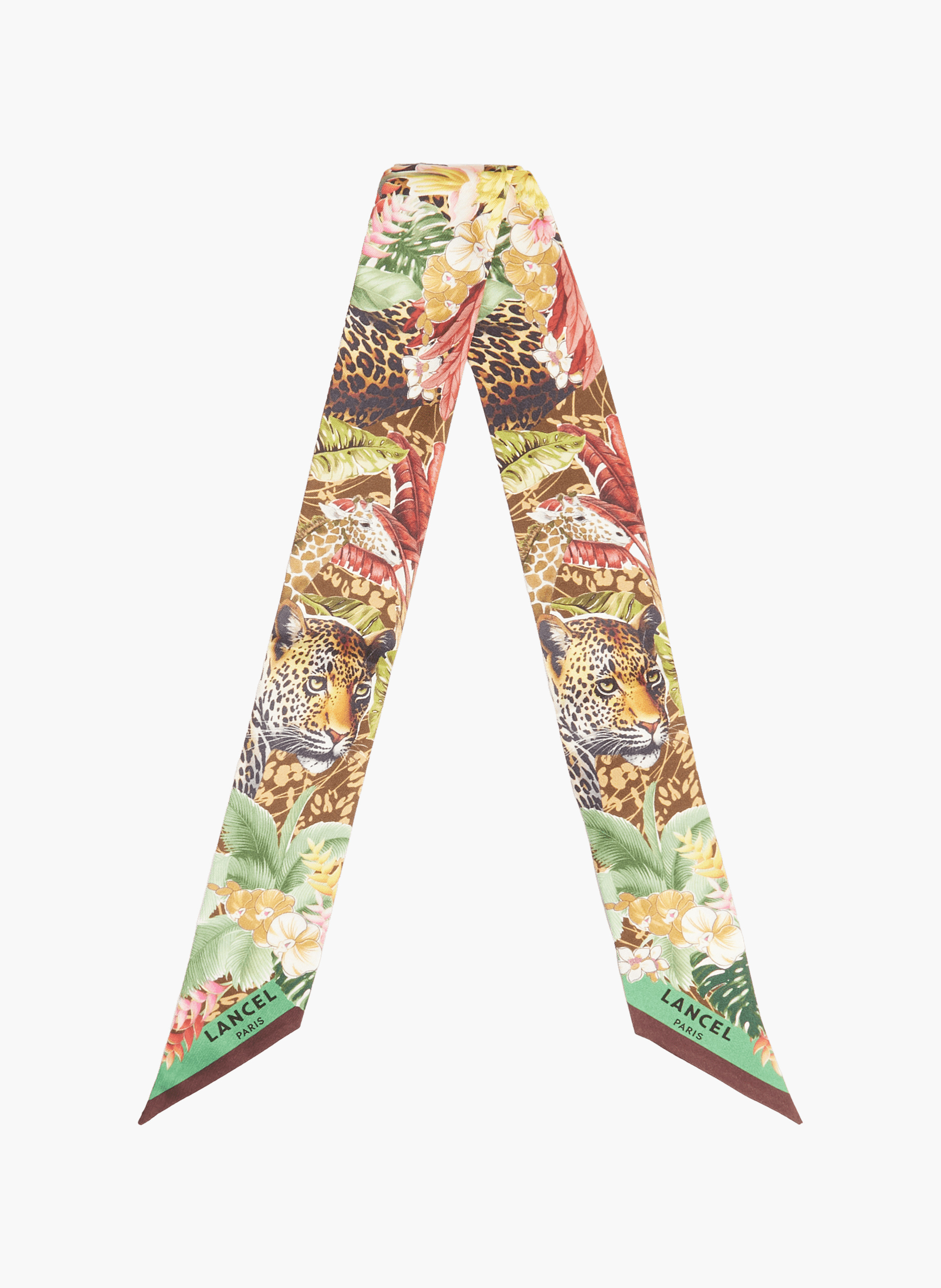 Bandeau motif jungle en soie LANCEL Vert