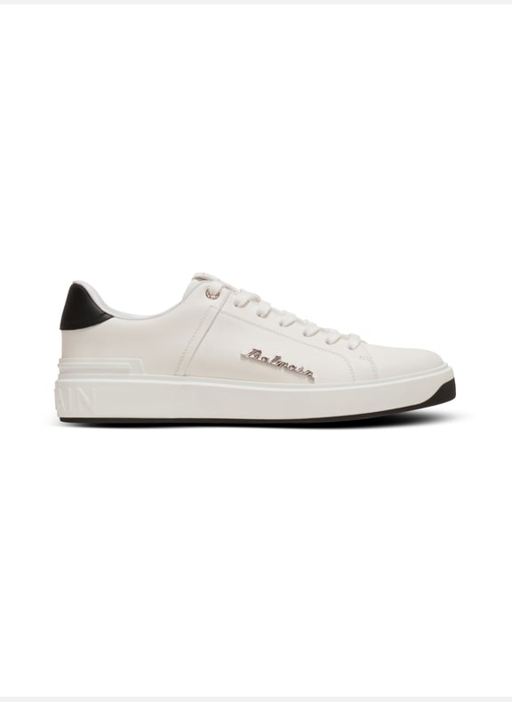 Baskets b-court en cuir de veau avec logo balmain Blanc by BALMAIN BALMAIN Baskets b-court en cuir de veau avec logo balmain Blanc