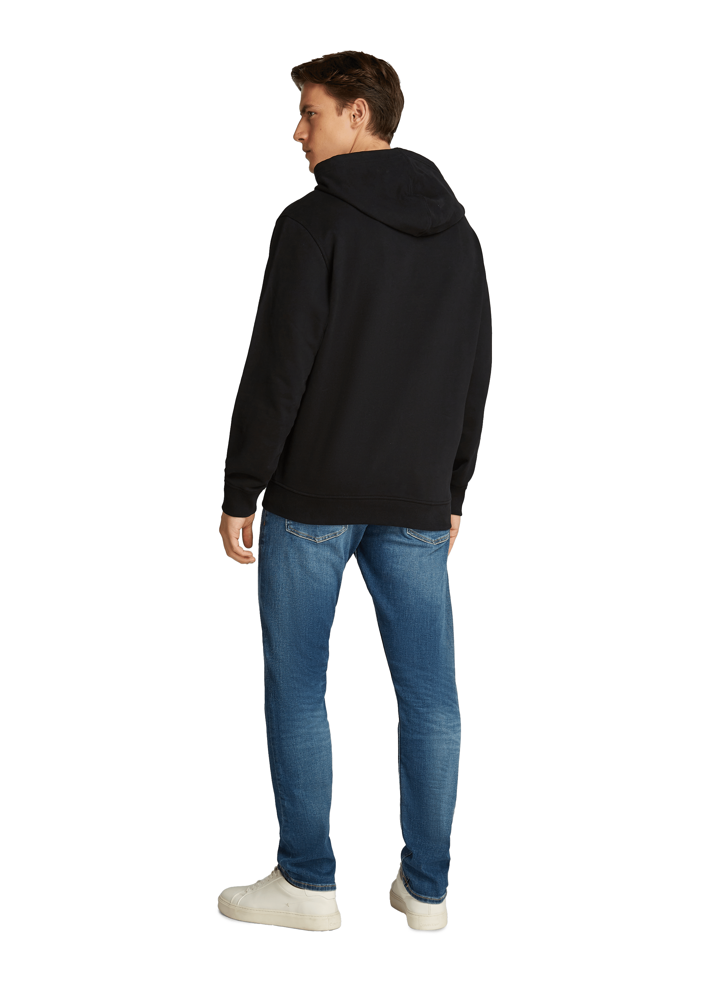 Hoodie zippé en coton CALVIN KLEIN Noir