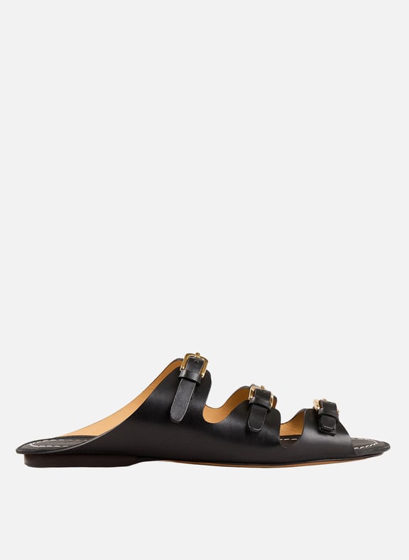 Sandales plates en cuir Noir by SANDRO SANDRO Sandales plates en cuir Noir