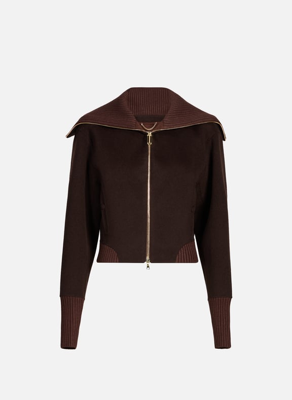 Short wool and cashmere jacket Brown by VICTORIA BECKHAM VICTORIA BECKHAM Short wool and cashmere jacket Brown