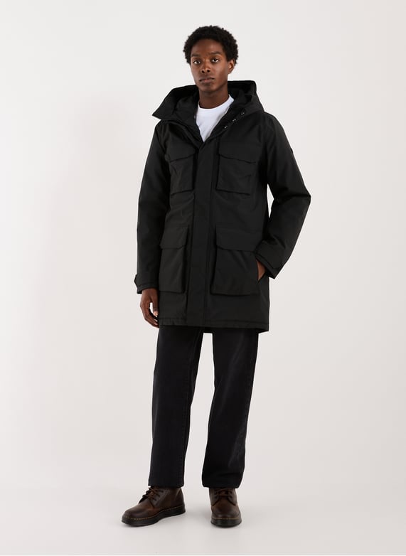 Parka mi-longue à capuche | Noir by DIDRIKSONS Parka mi-longue à capuche Noir