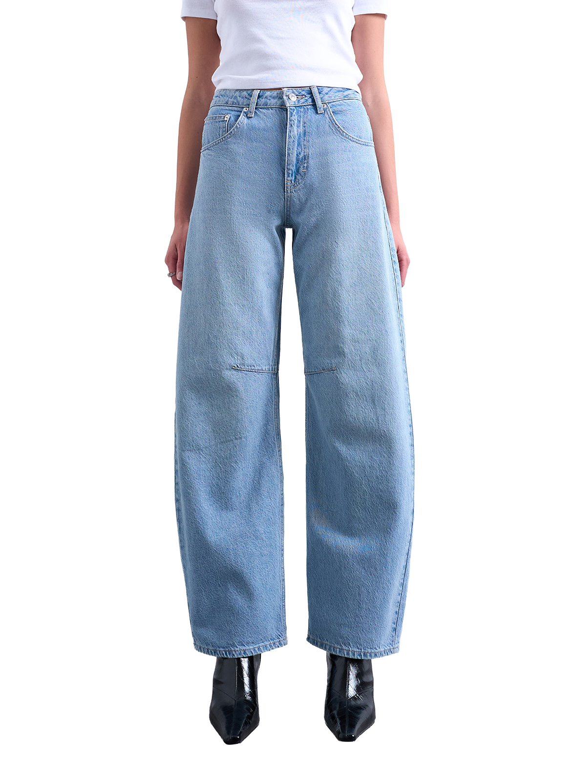 TOPSHOP Jean large en coton Bleu