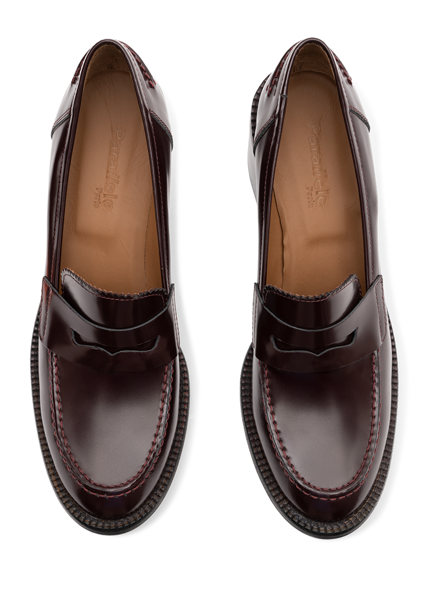 Mocassins oxford en veau brossé PARALLELE Rouge