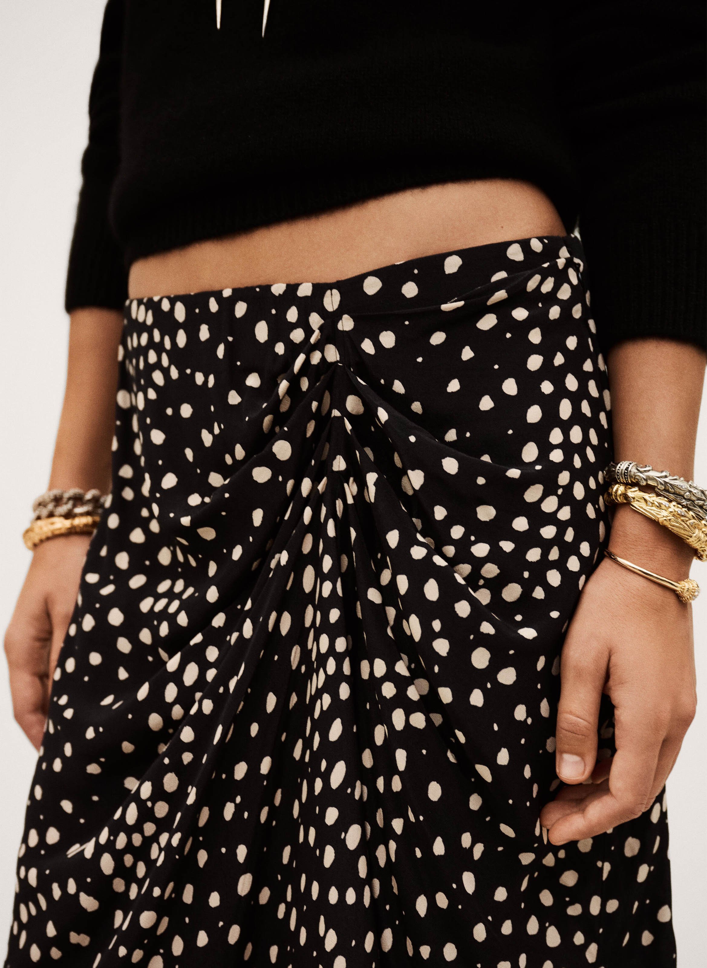 Jupe midi droite motif pois dopera BA&SH Bleu