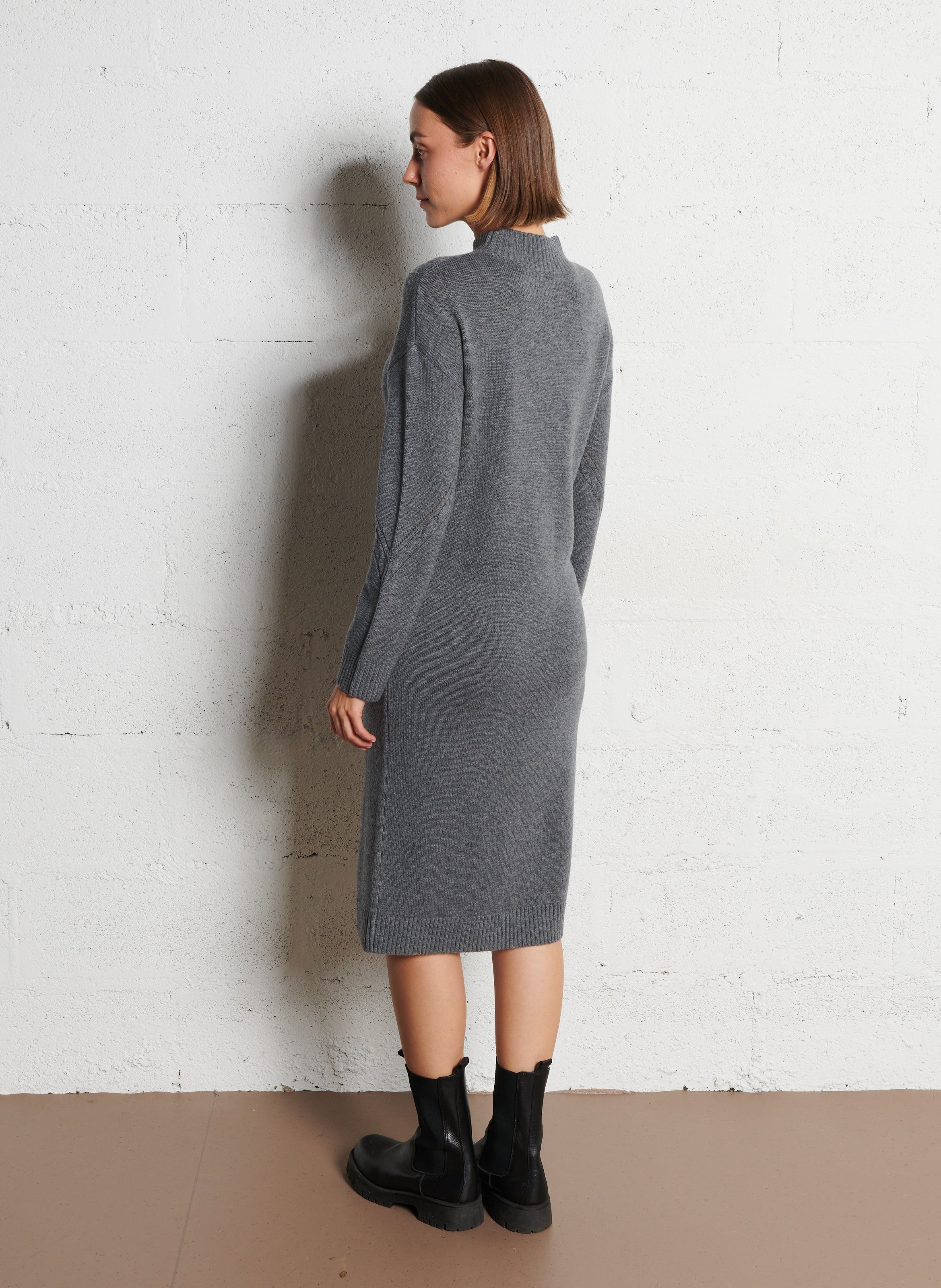 Robe midi en laine mélangée IKKS Gris