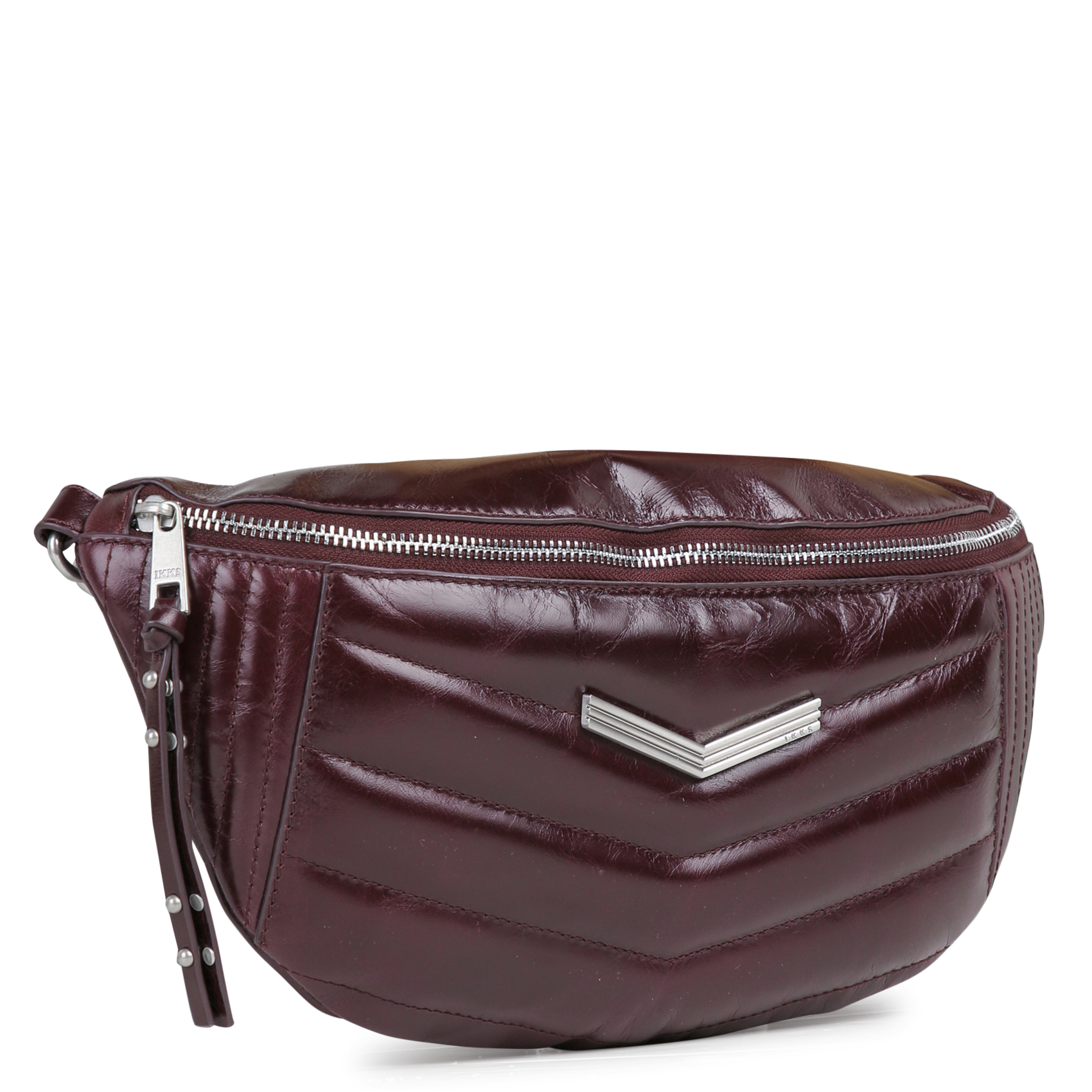 Sac banane matelassé à zip en cuir the 1 pocket belt IKKS Violet