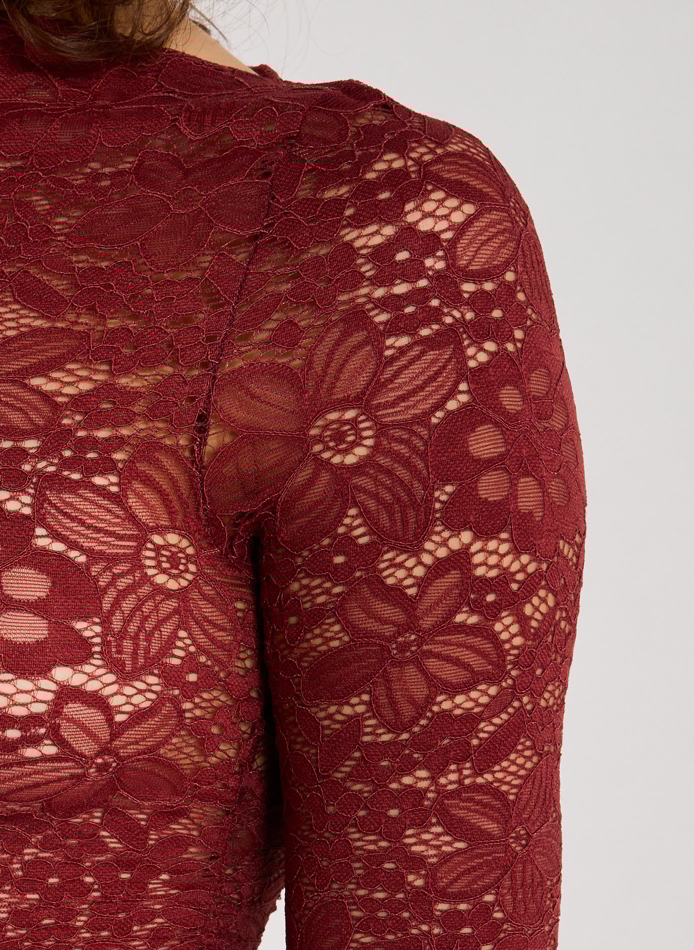 T-shirt en dentelle en coton TOPSHOP Rouge