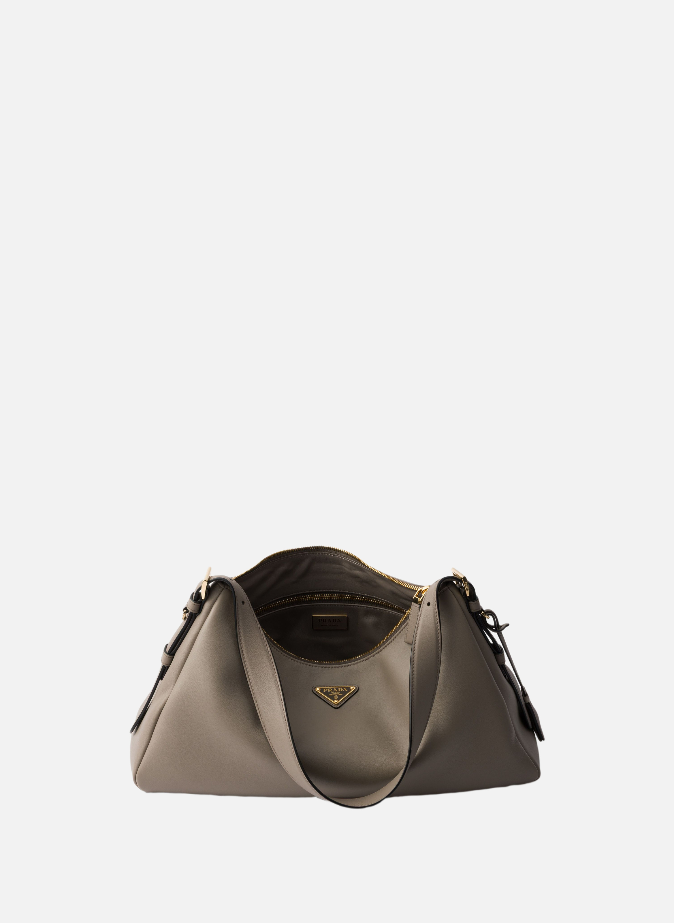 Grand sac porté épaule en cuir prada aimée PRADA Gris