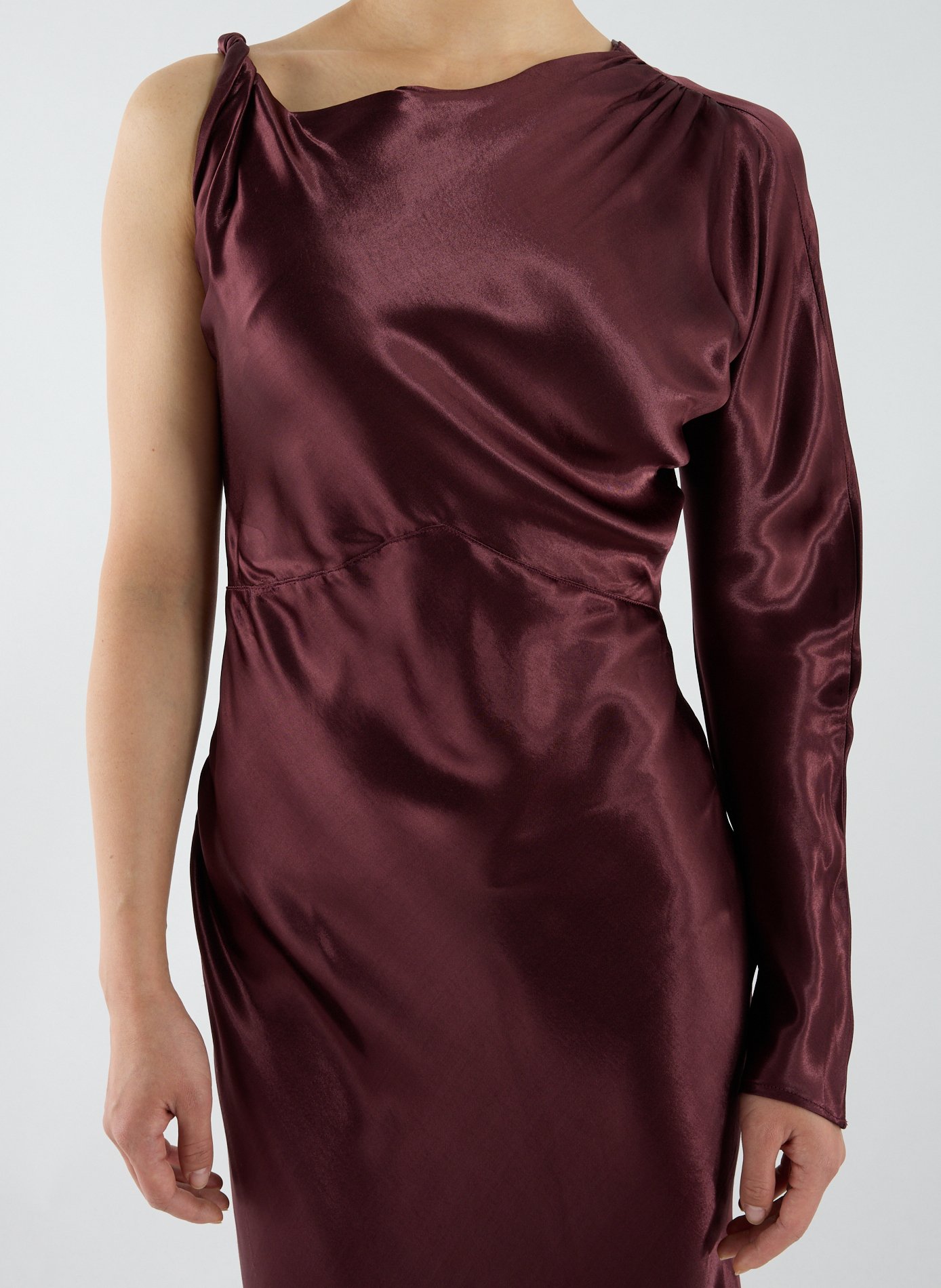 Robe longue satinée Tsivy asymétrique TOPSHOP Rouge
