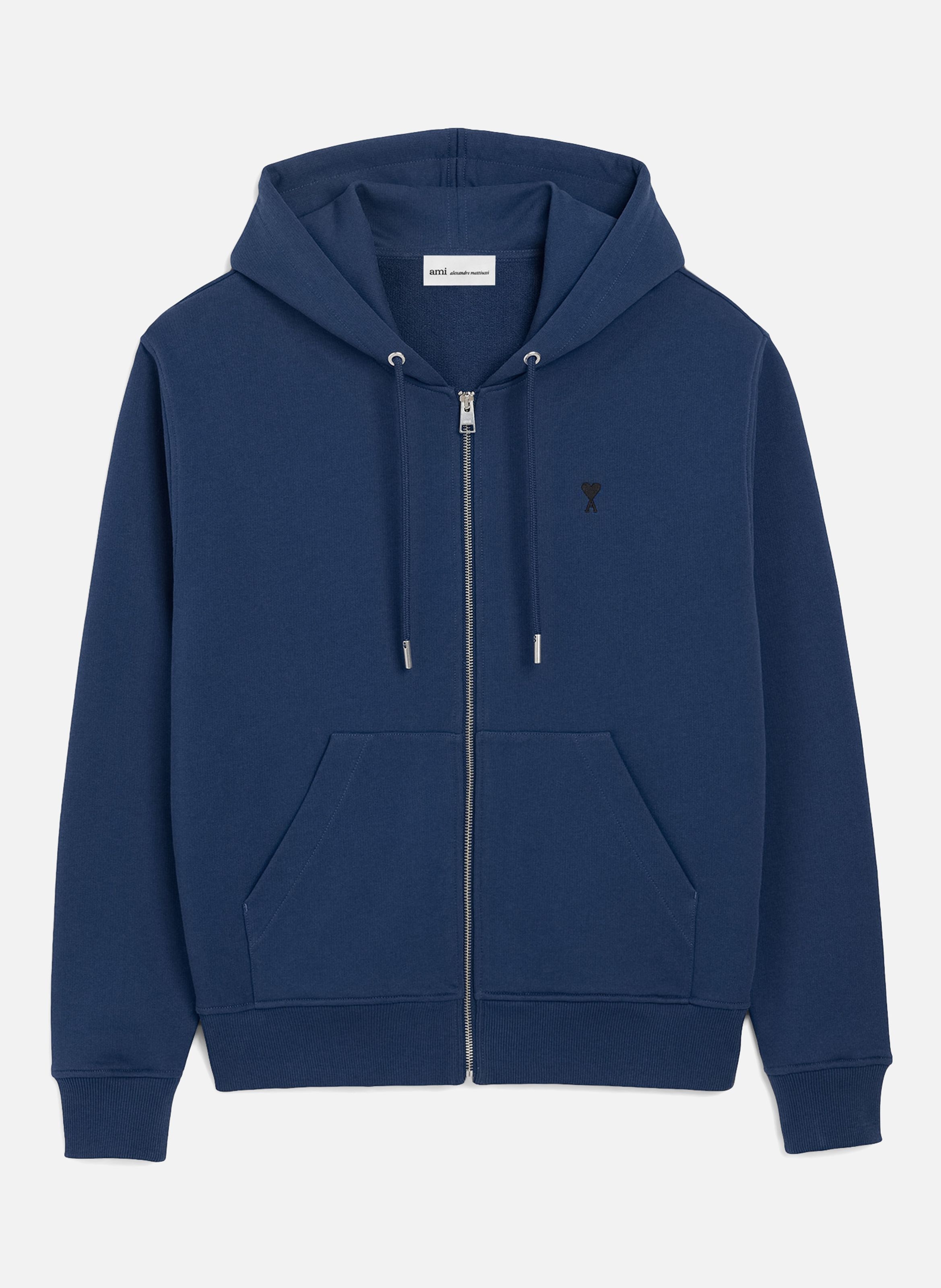 Hoodie zippé ami de coeur en coton AMI PARIS Bleu
