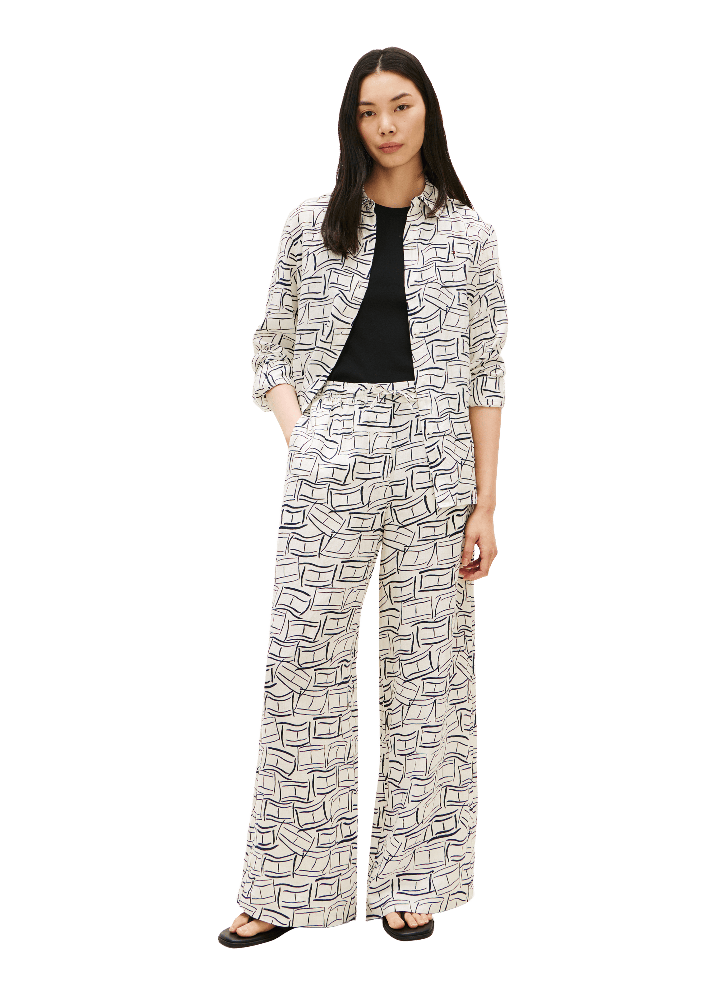 Wide-legged printed linen trousers TOMMY HILFIGER Multicolour