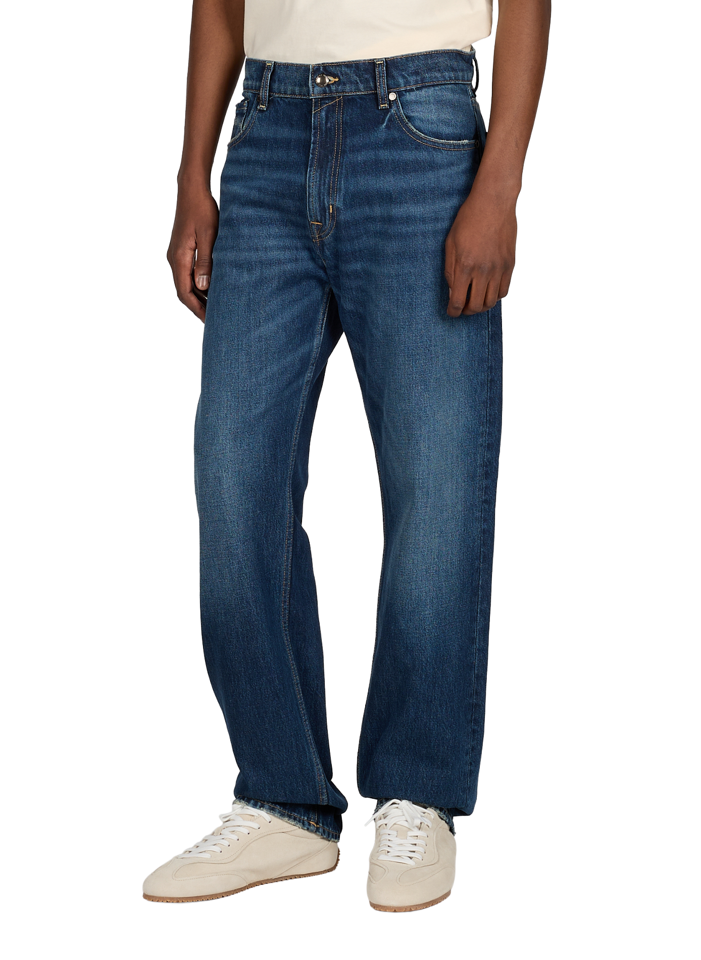 Jean droit en coton 7 FOR ALL MANKIND Bleu