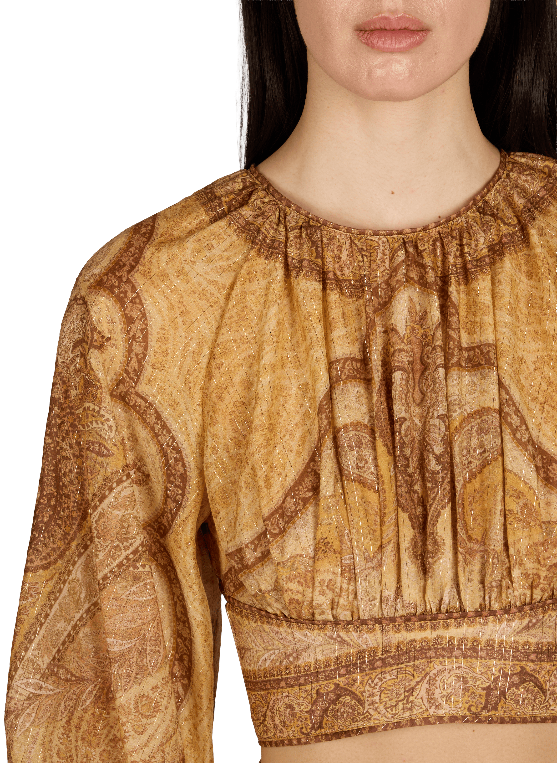 Top court imprimé en coton et soie mélangés ZIMMERMANN Multicolore