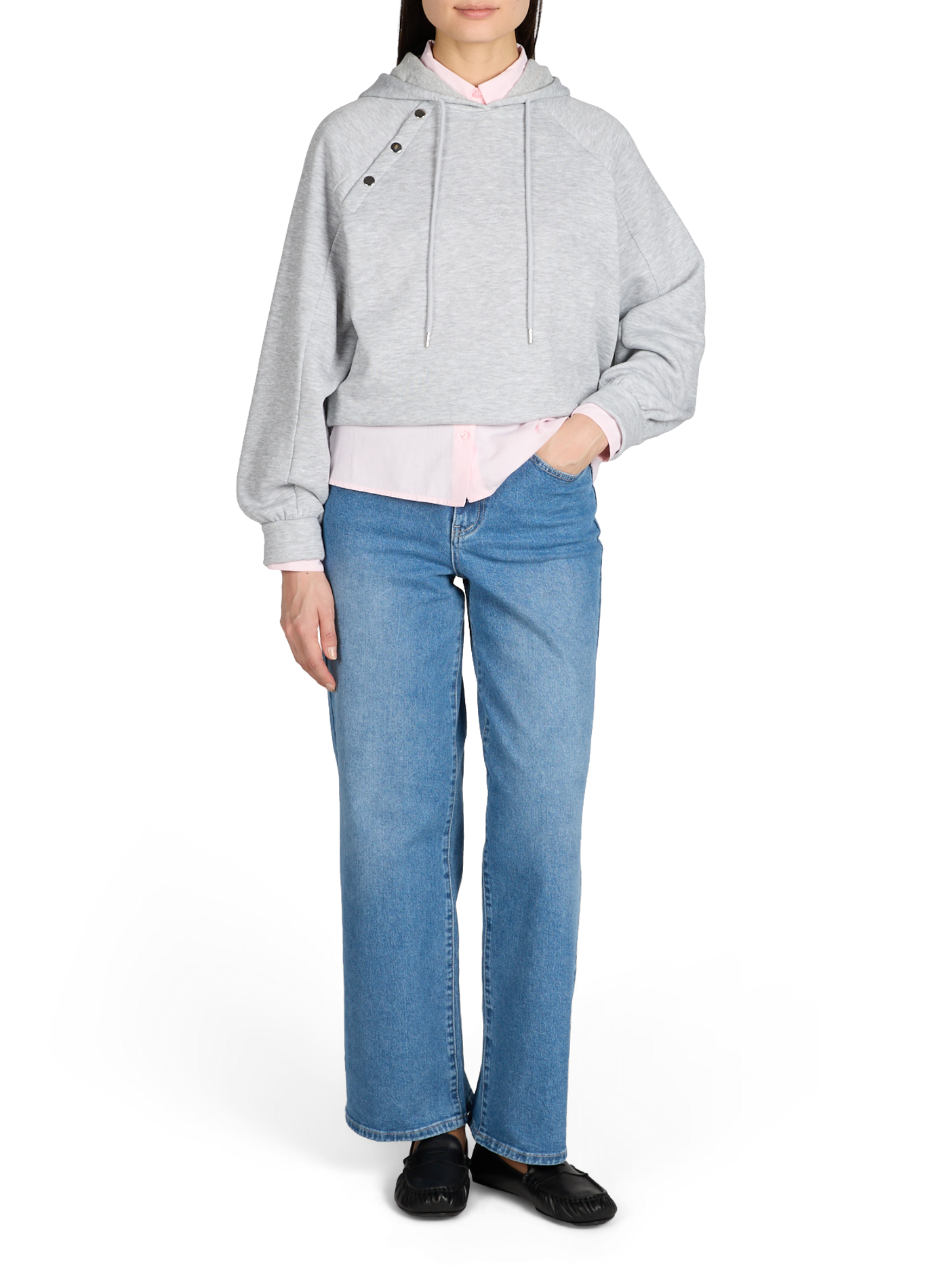 Vikana hooded sweatshirt in blended cotton VILA Grey