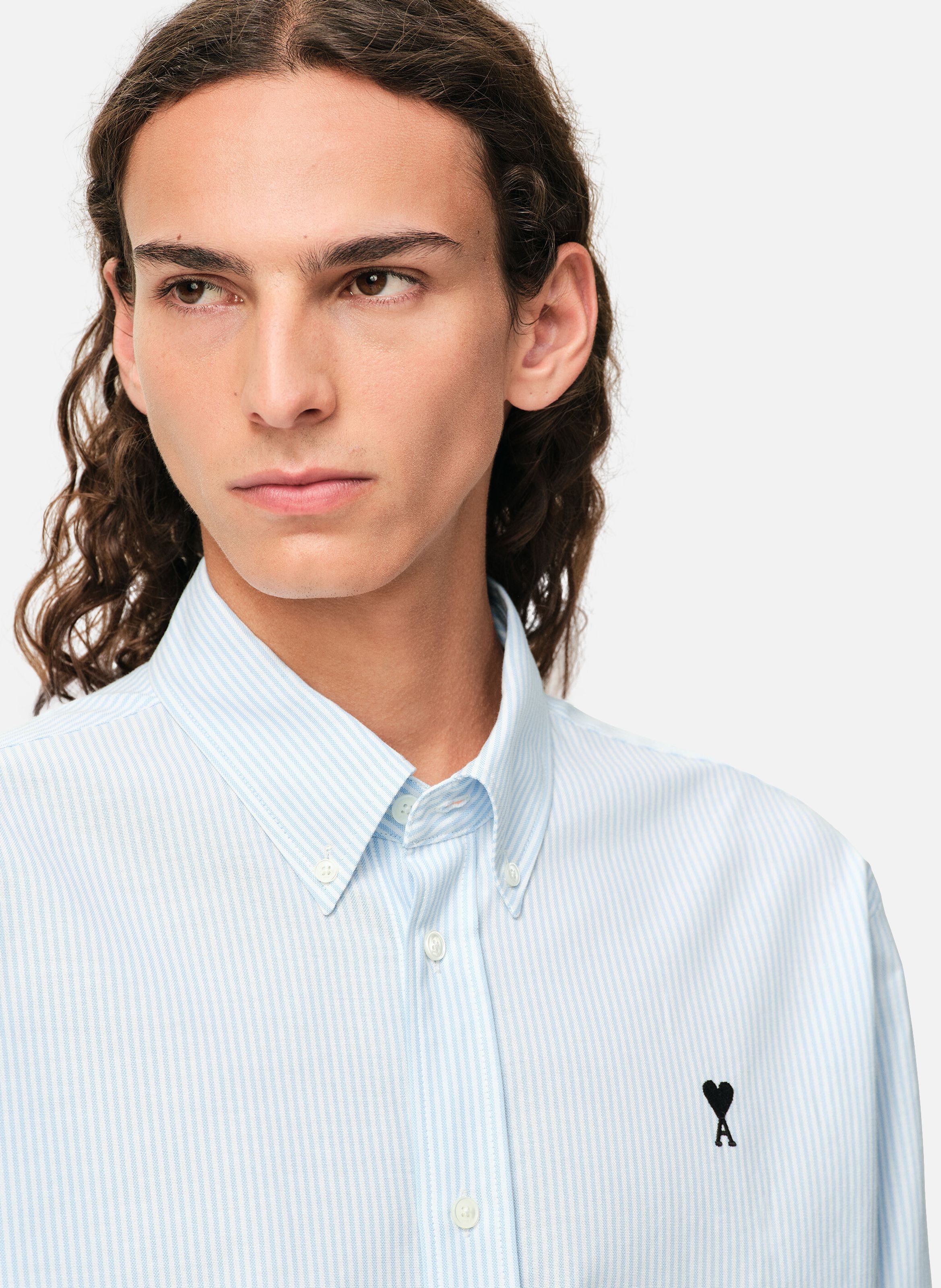 Chemise Col Boutonné Ami De Coeur  En Coton AMI PARIS Bleu