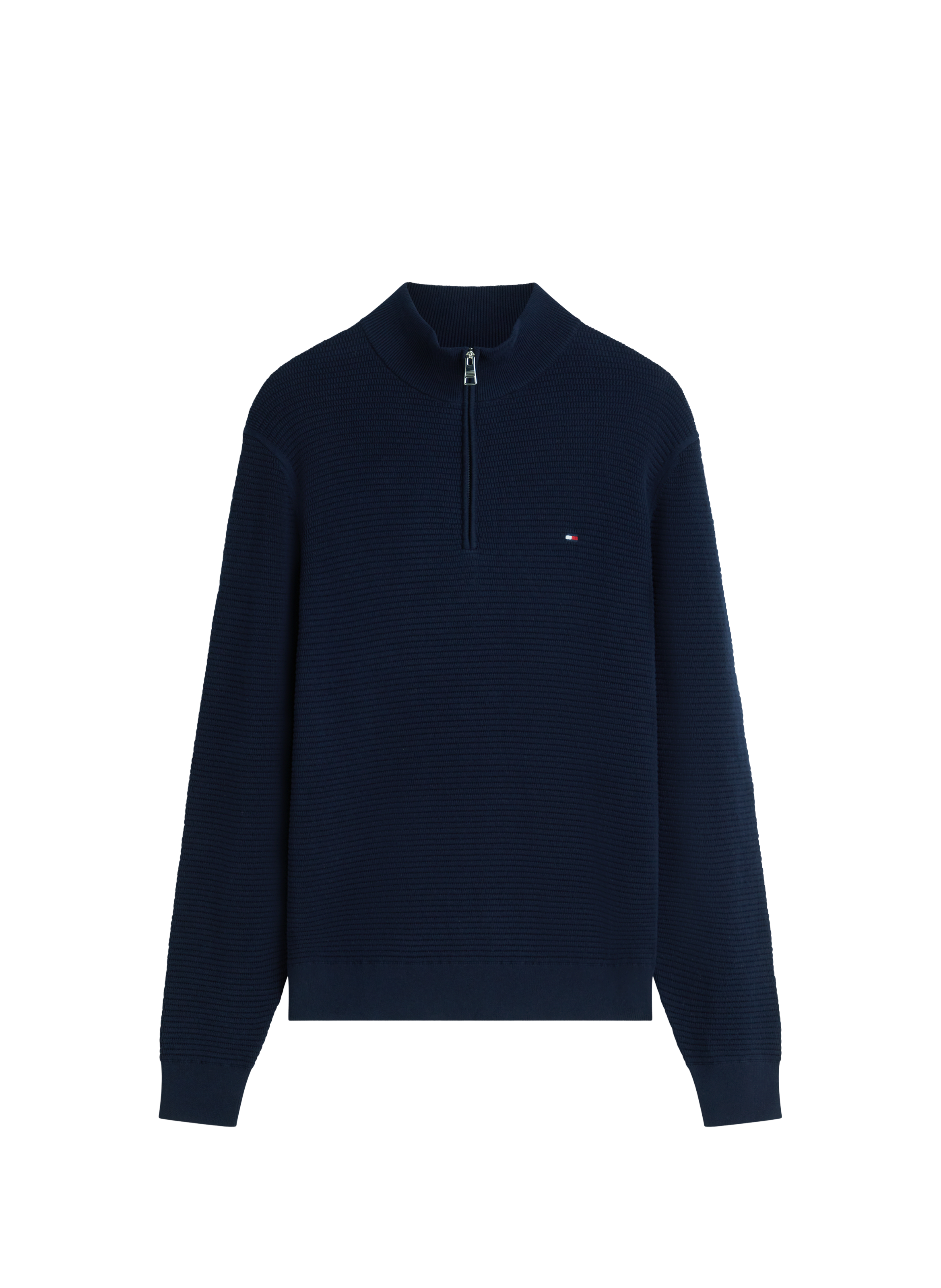 Straight cotton sweater with zip collar TOMMY HILFIGER Blue