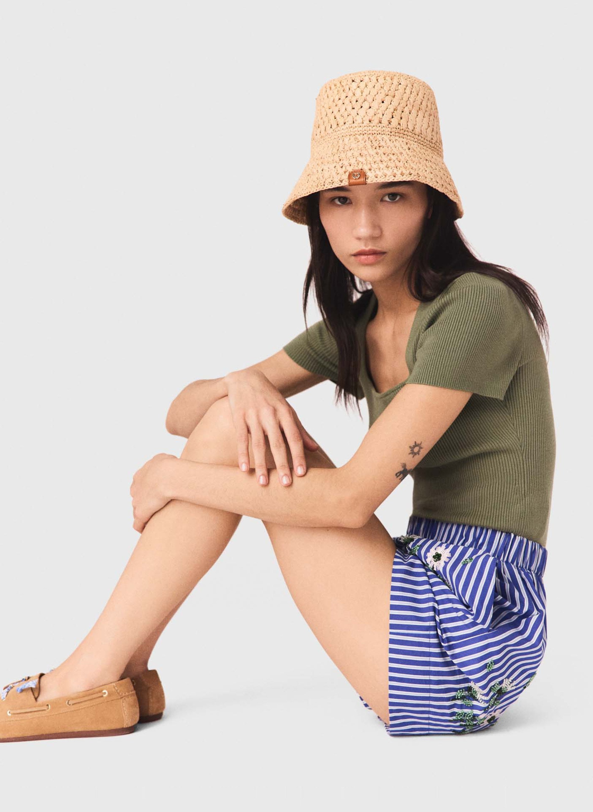 Short large en coton mélangé MAJE Blanc